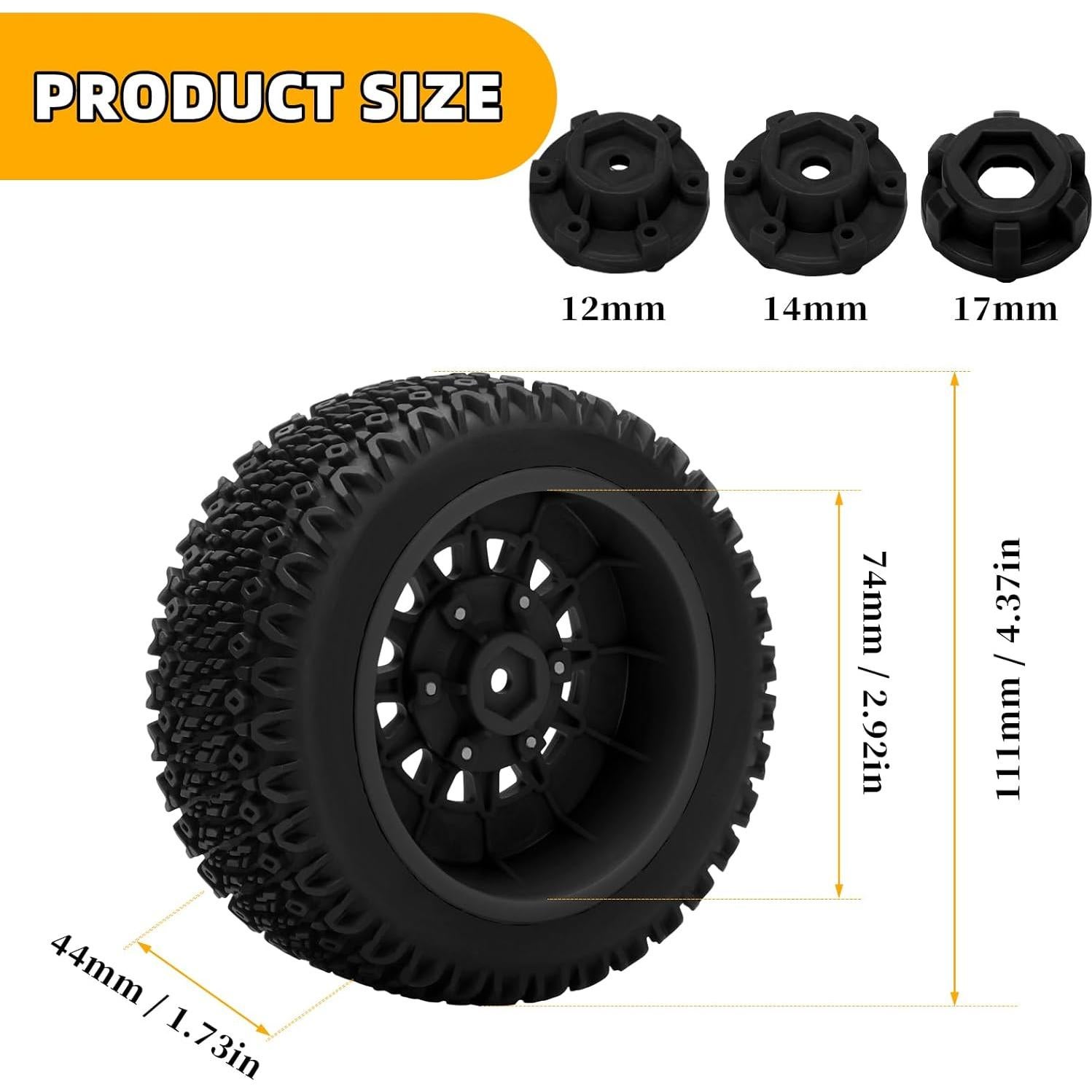 Ruedas y Neumáticos RC Daitoku 1/10 12mm/14mm Negro