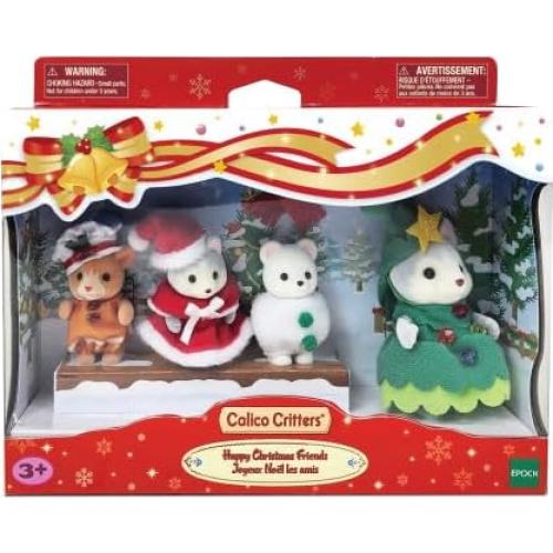 Set Amigos Felices de Navidad Calico Critters con 4 Figuras