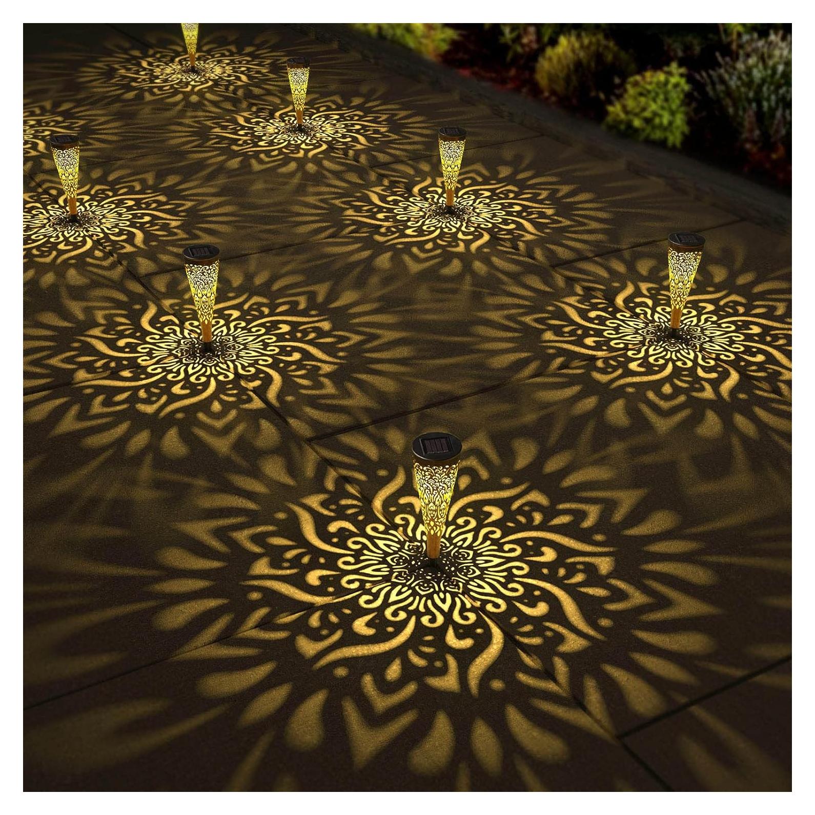 Paquete de 6 Luces Solares Decorativas Doradas para Jardín