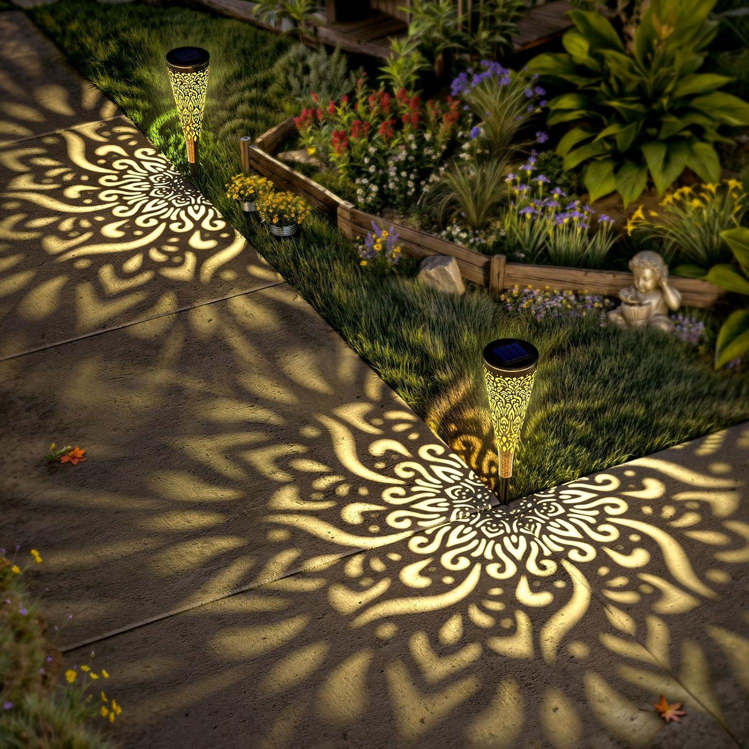 Paquete de 6 Luces Solares Decorativas Doradas para Jardín