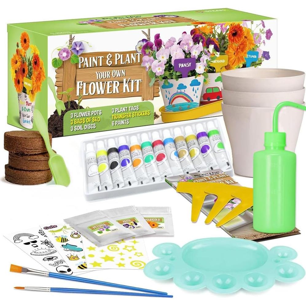 Kit de Jardinería Doiaz para Niños - Cultiva Flores y Pinta Macetas