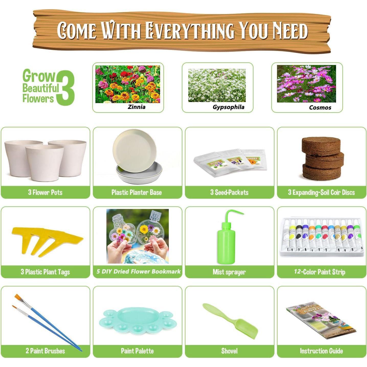 Kit de Jardinería Doiaz para Niños - Cultiva Flores y Pinta Macetas