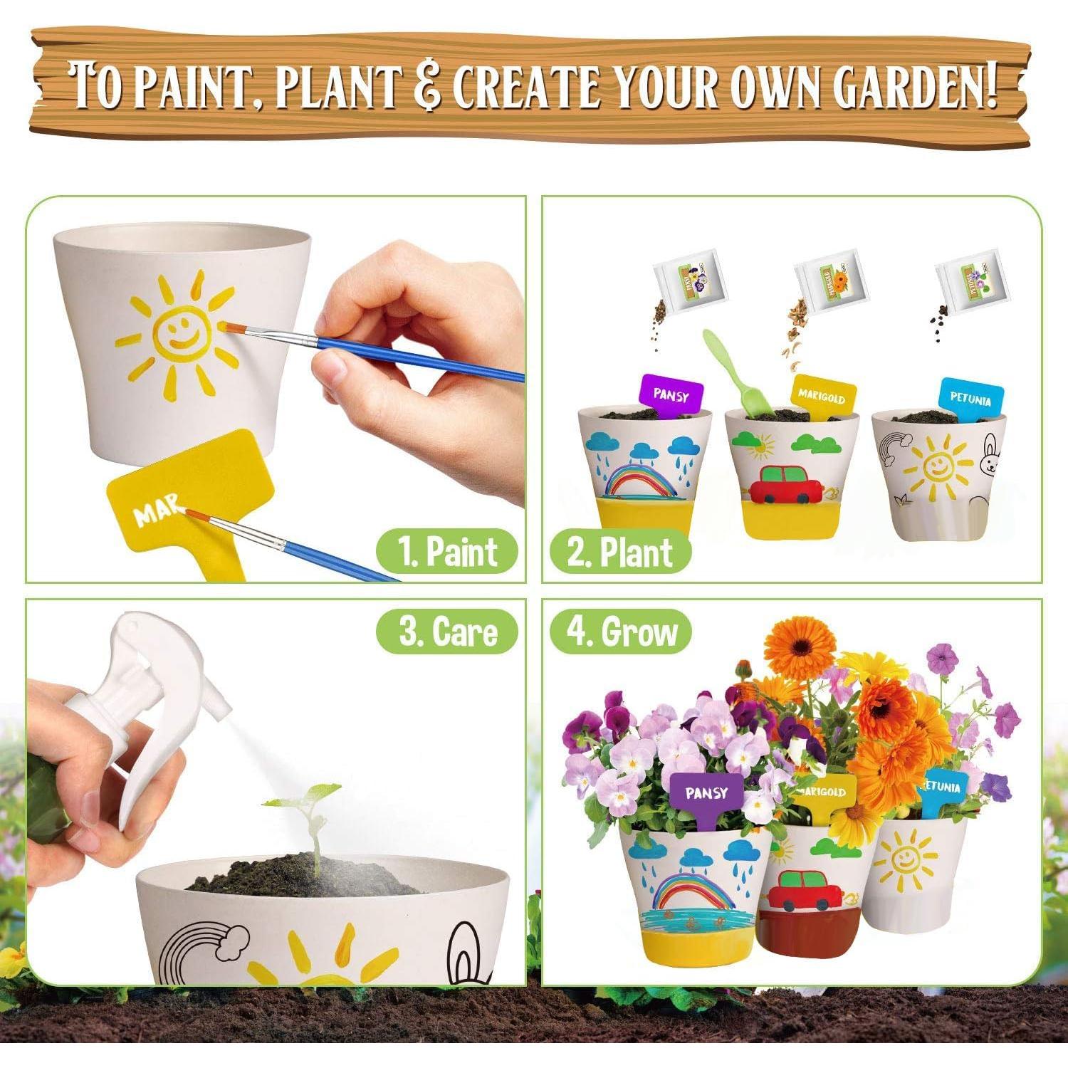 Kit de Jardinería Doiaz para Niños - Cultiva Flores y Pinta Macetas