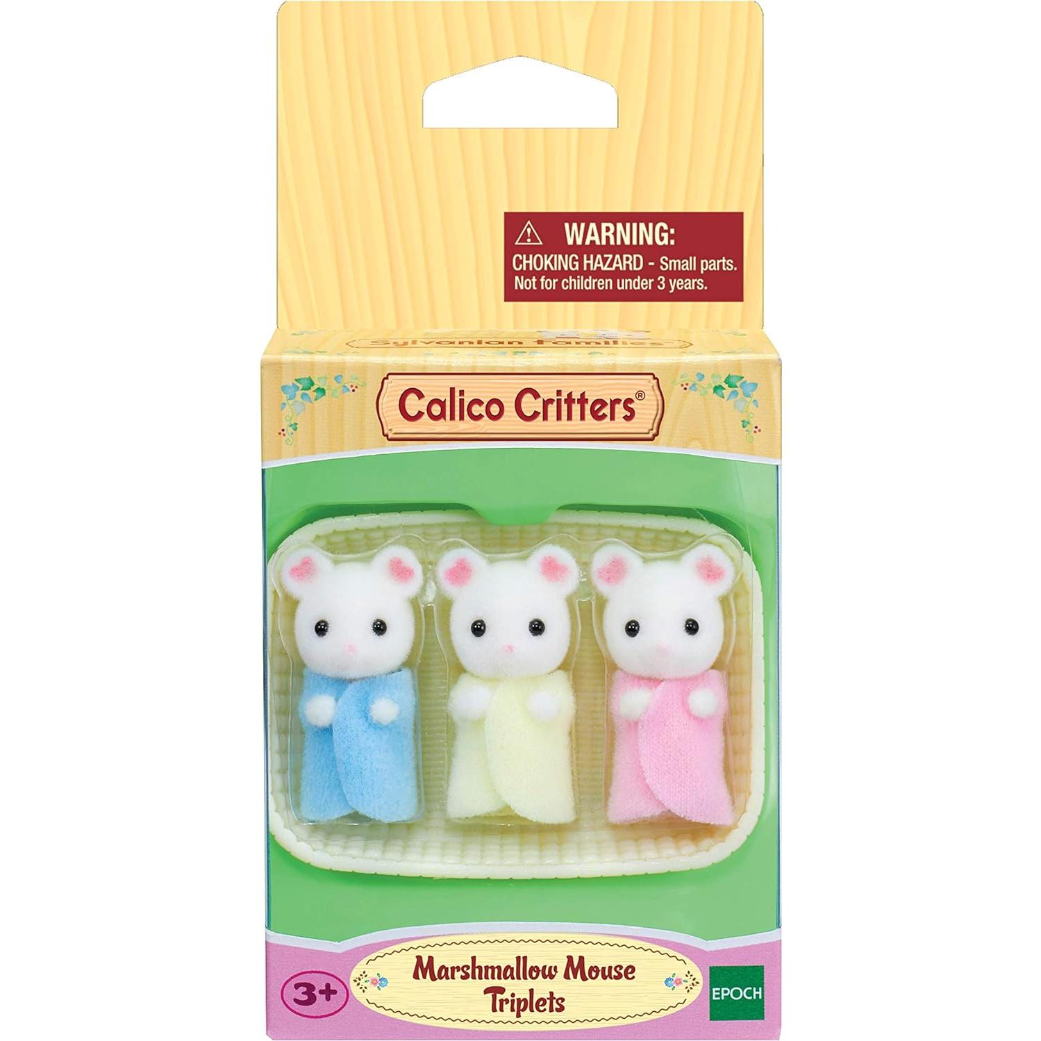 Trillizos de Ratón Marshmallow - Set 3 Bebés con Cuna