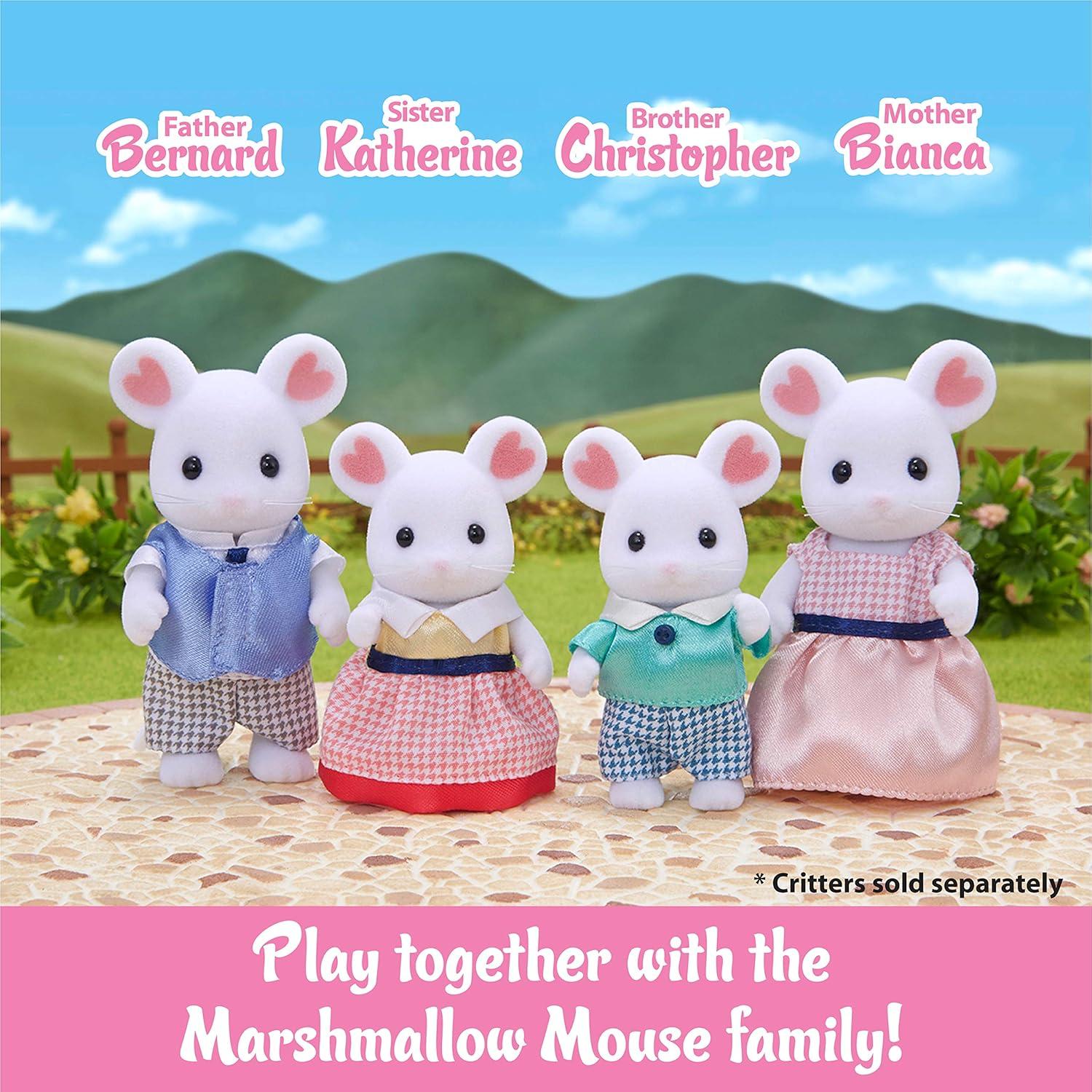 Trillizos de Ratón Marshmallow - Set 3 Bebés con Cuna