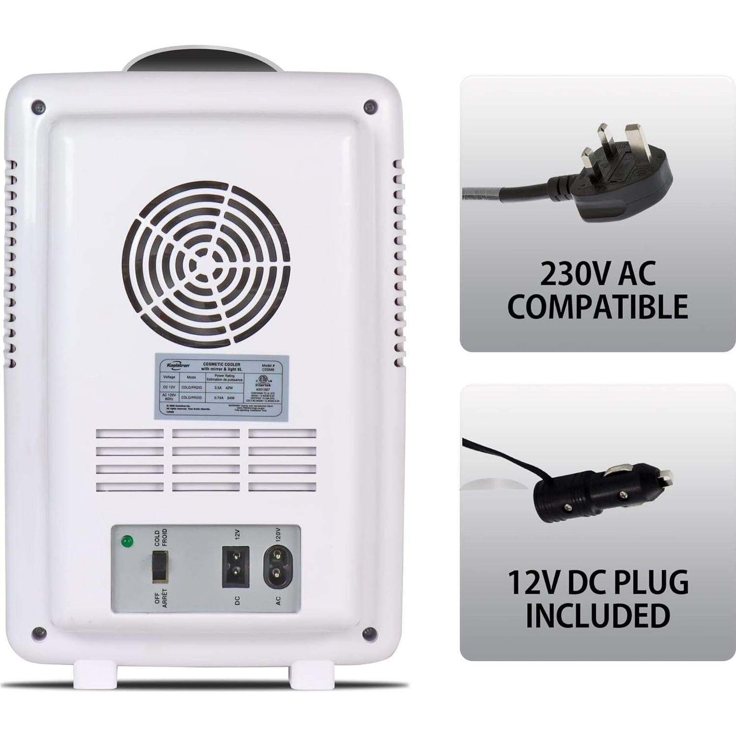 Mini Nevera Koolatron CC06 6L con Espejo Iluminado