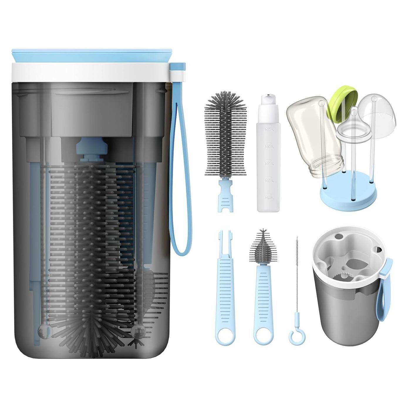 Juego de Cepillos para Biberones de Viaje YOTIME - 6 en 1, Azul