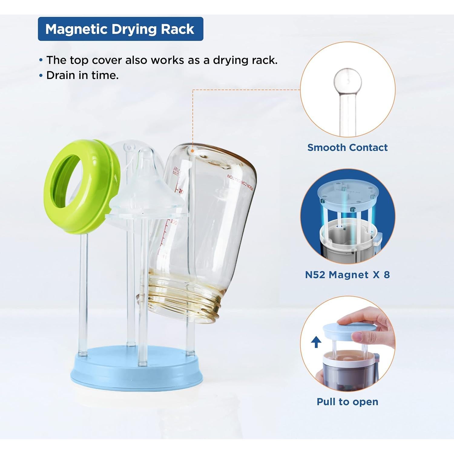 Juego de Cepillos para Biberones de Viaje YOTIME - 6 en 1, Azul