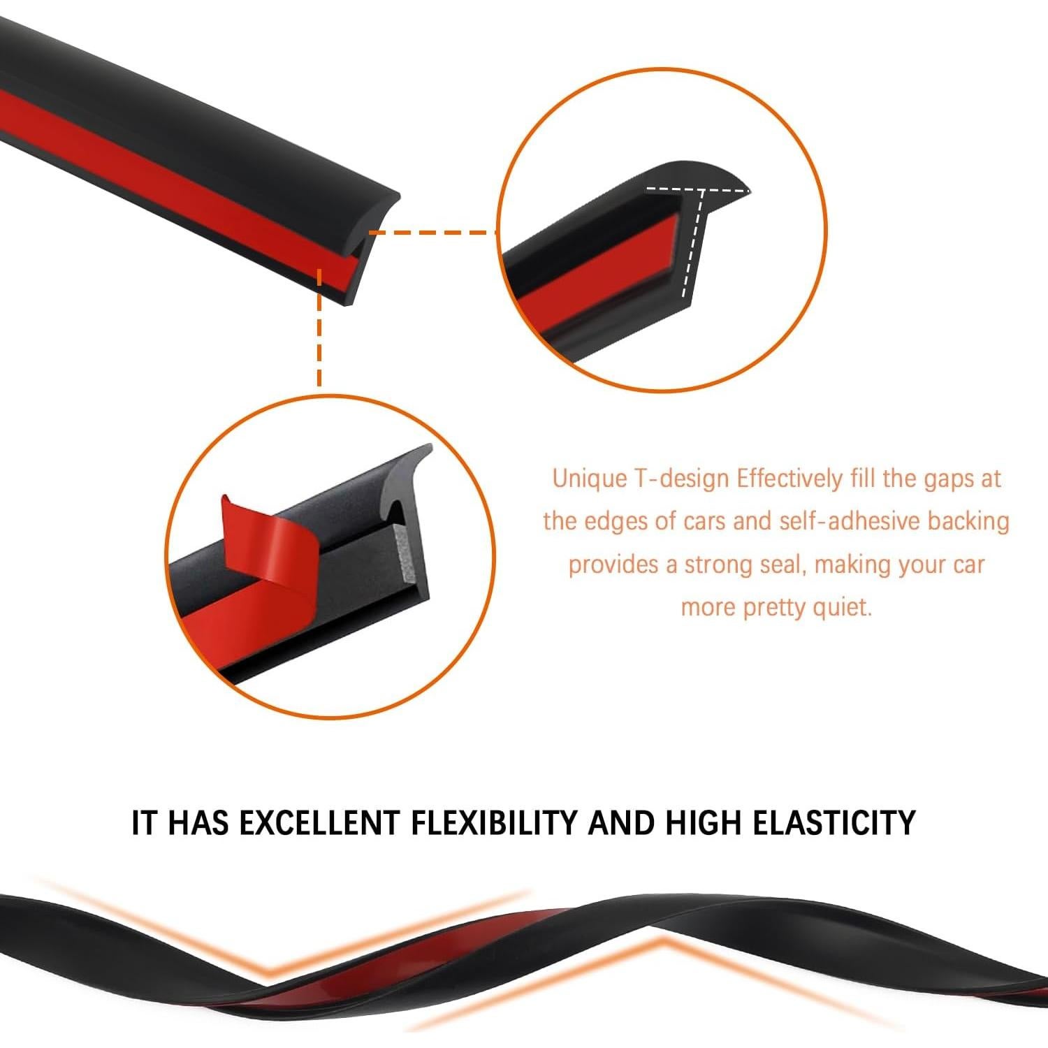 Tira de Sellado de Goma Carleef Tipo T 5M 6mm para Automóviles