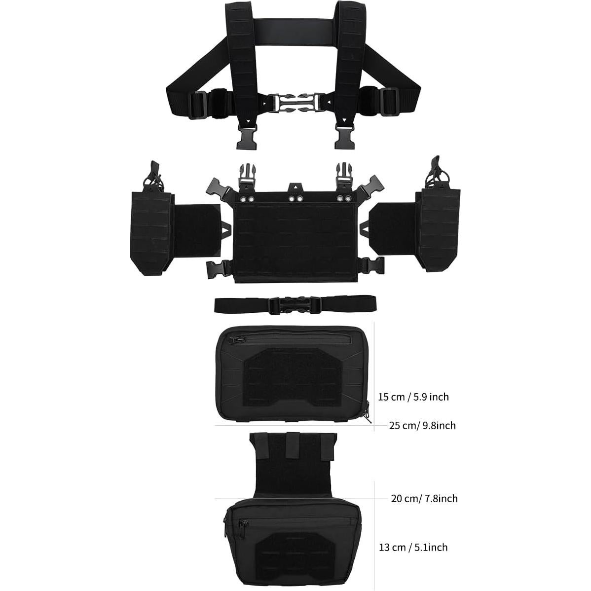 Chaleco Táctico Modular PIKEON Ykd-088 Nylon 1000D Negro