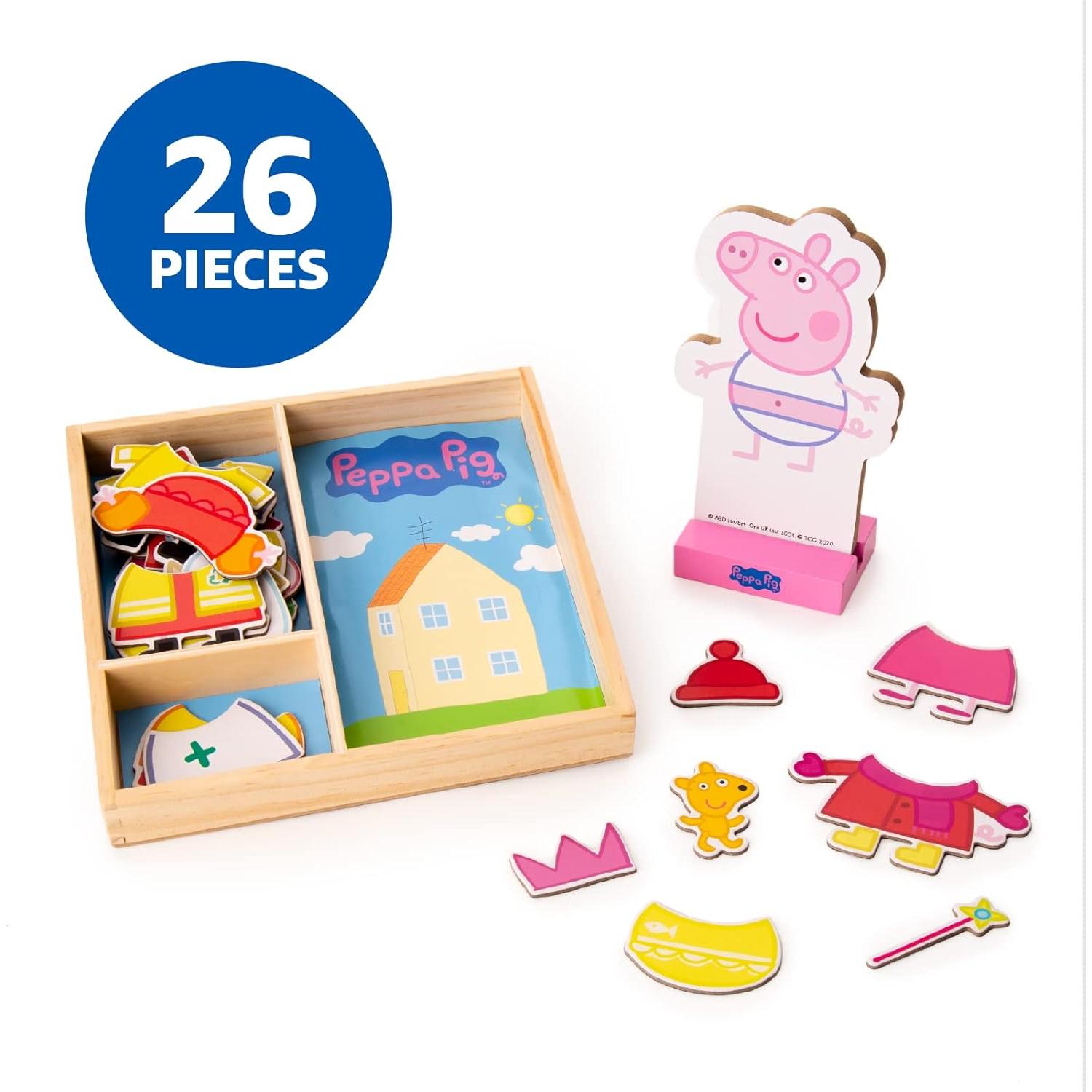 Muñeca Magnética de Madera Peppa Pig con 26 Piezas