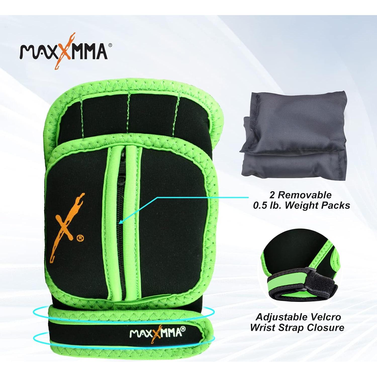 Guantes con peso ajustable MaxxMMA 0.91 kg para aeróbicos