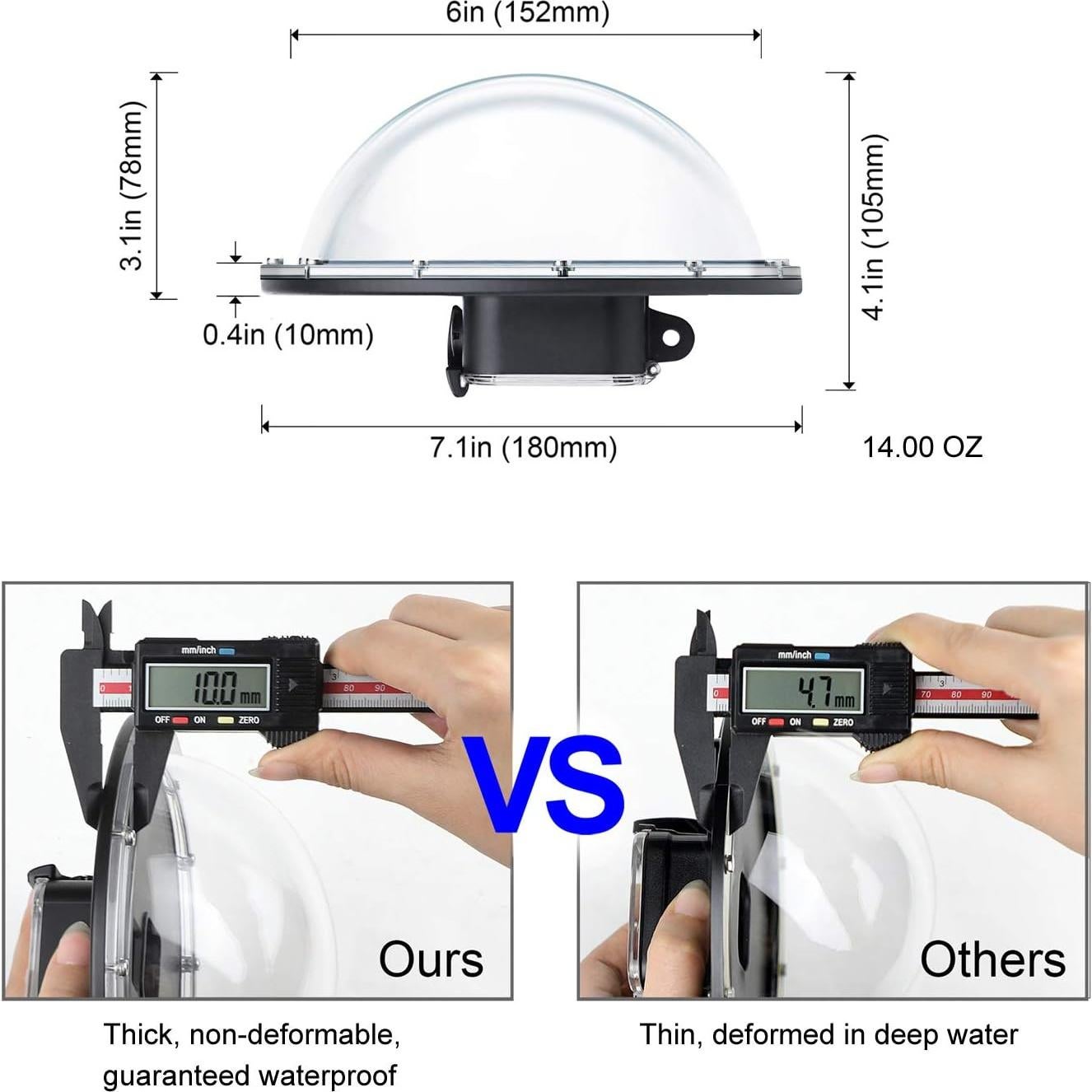 Puerto Domo SOONSUN para GoPro Hero 8 Black - 44.8m Impermeable