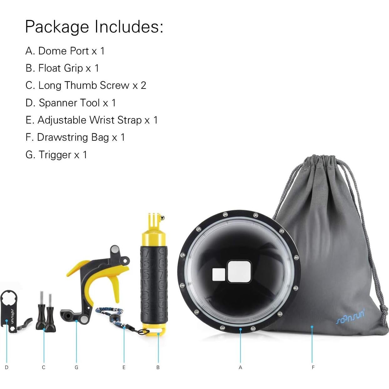 Puerto Domo SOONSUN para GoPro Hero 8 Black - 44.8m Impermeable