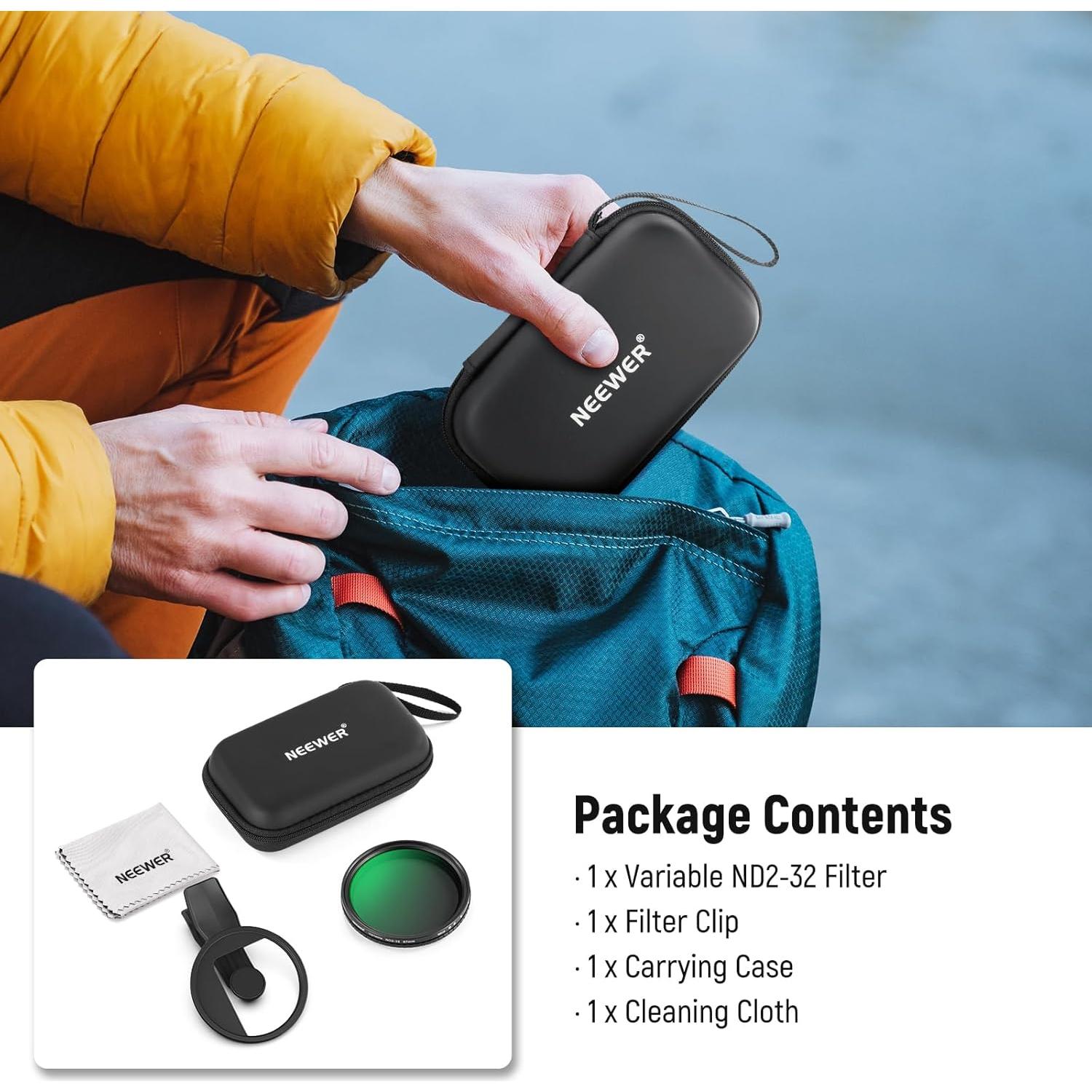 Filtro ND Variable 67mm NEEWER para iPhone ND2-32 Clip On