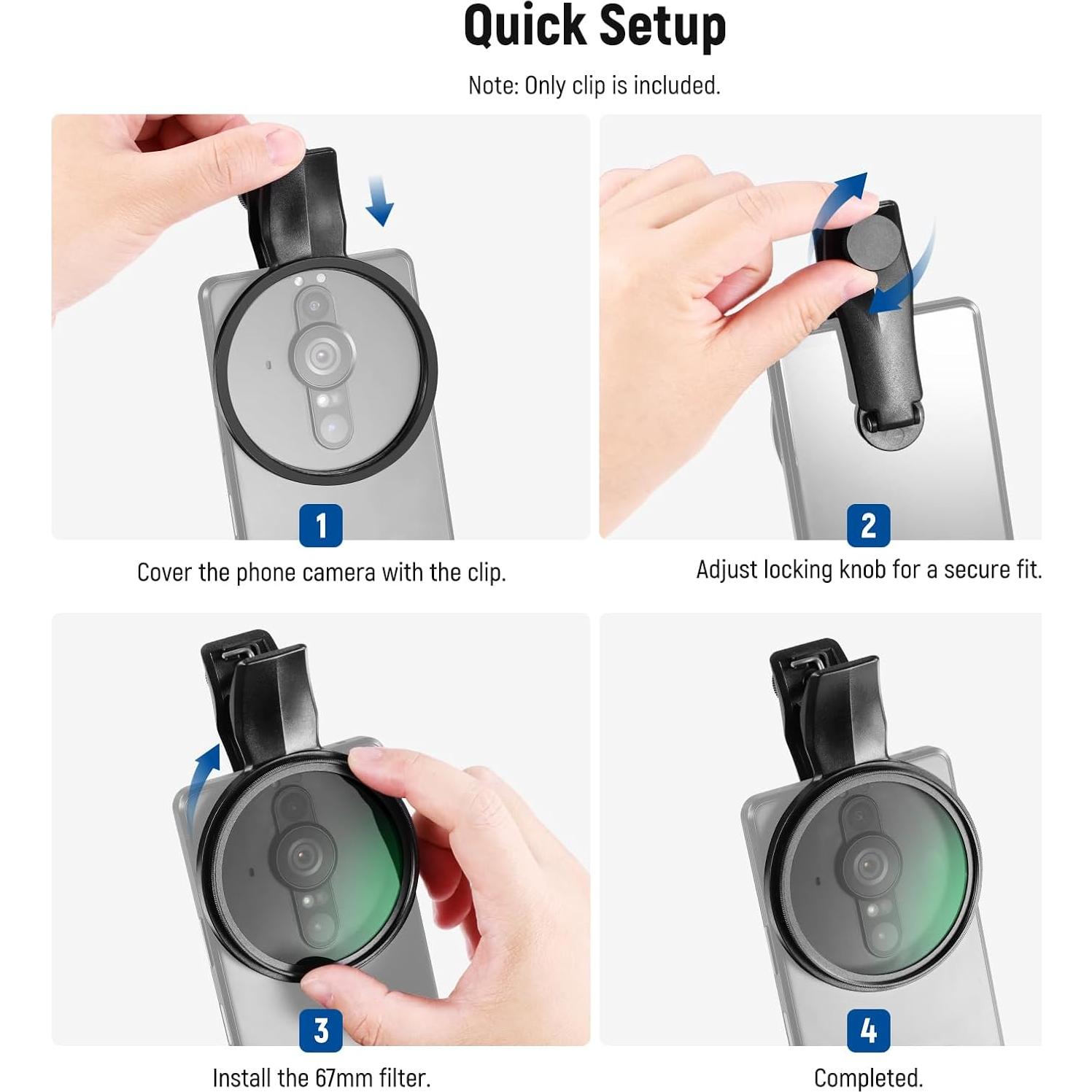Abrazadera de Filtro de Lente NEEWER 67mm para Teléfono