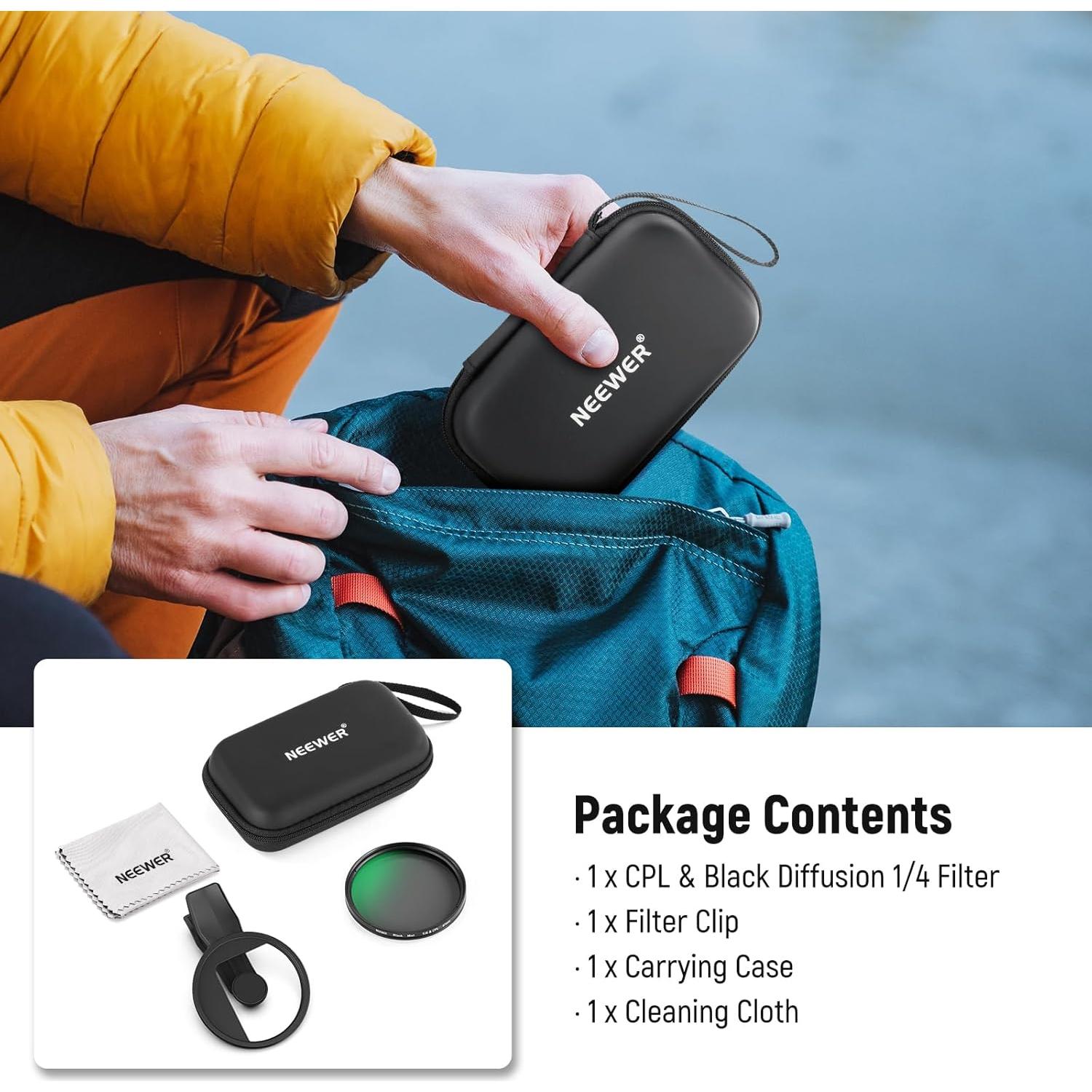 Filtro CPL y Difusión 67mm NEEWER para iPhone 16 15 14 13