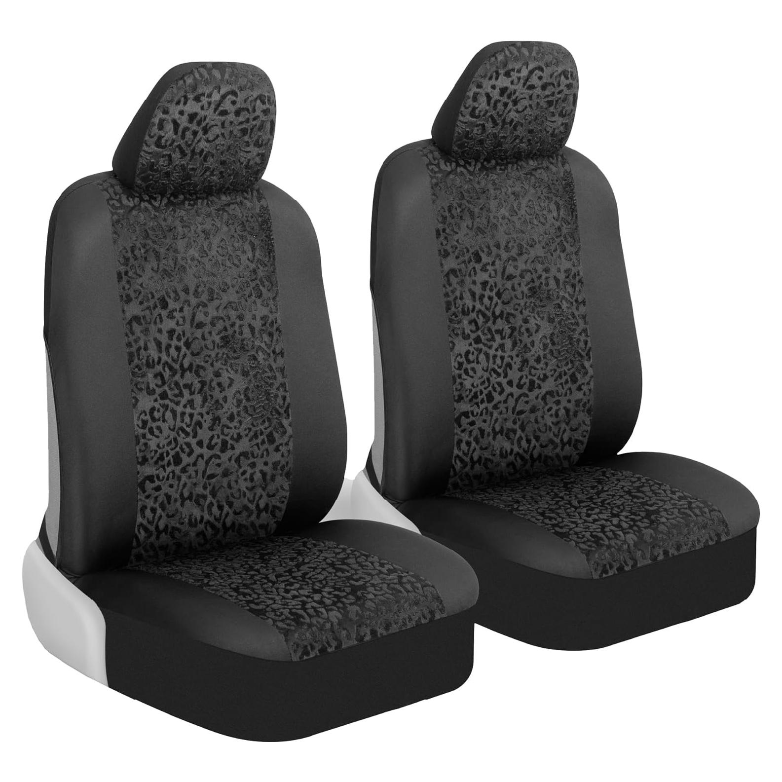 Cubiertas de Asiento de Coche BDK Leopardo Negro Ajuste Universal