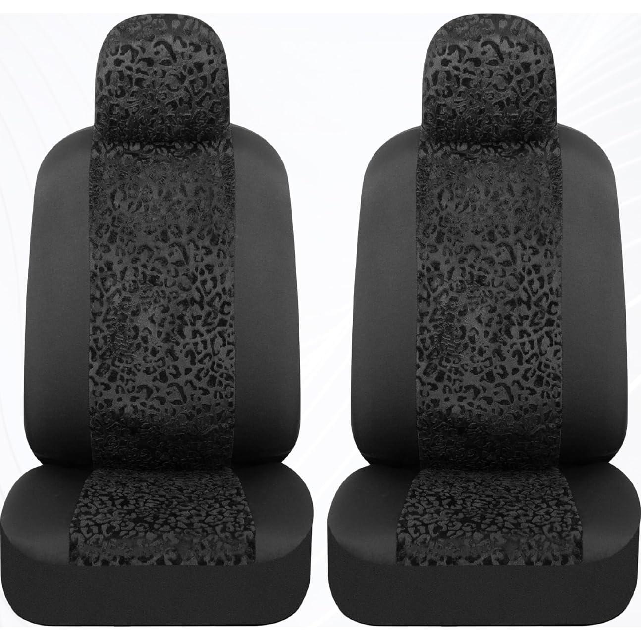 Cubiertas de Asiento de Coche BDK Leopardo Negro Ajuste Universal