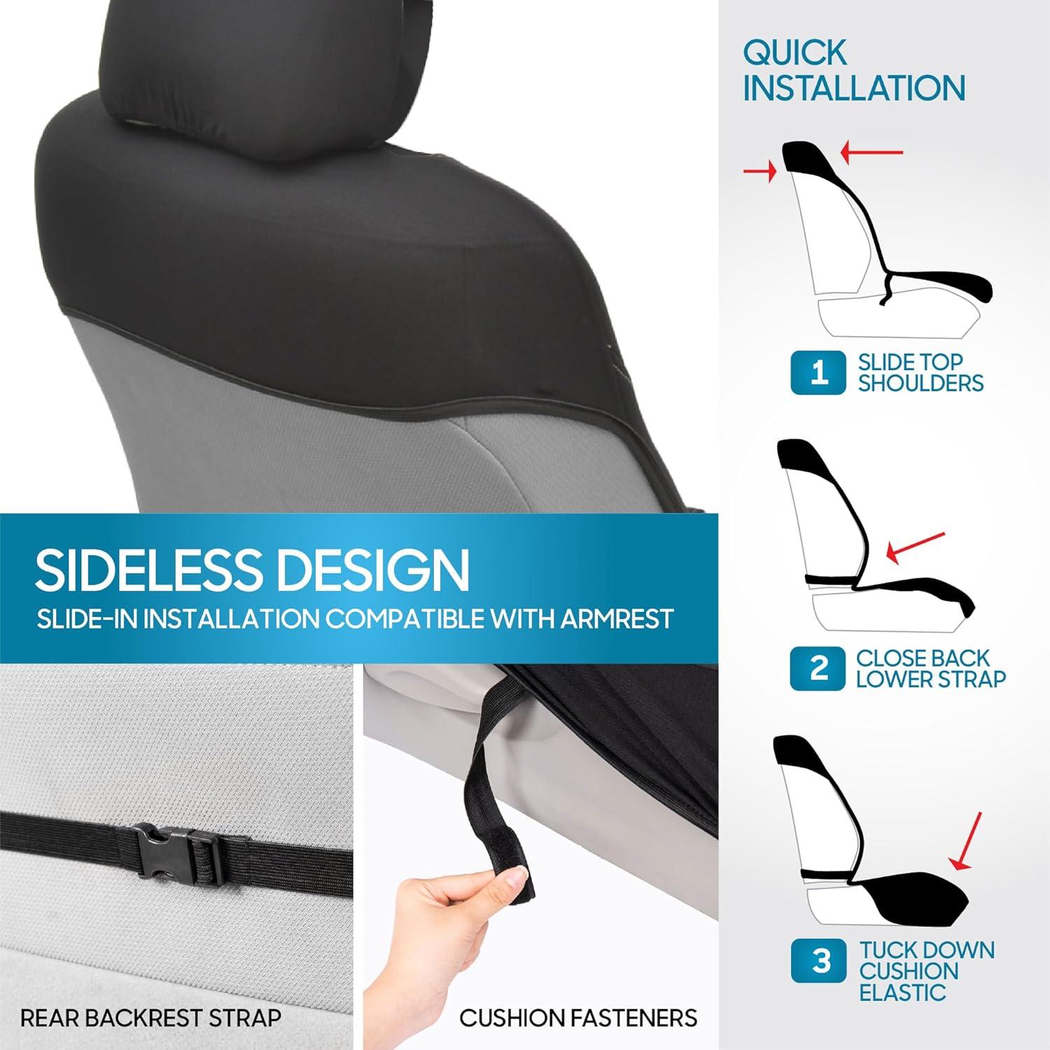 Cubiertas de Asiento de Coche BDK Leopardo Negro Ajuste Universal