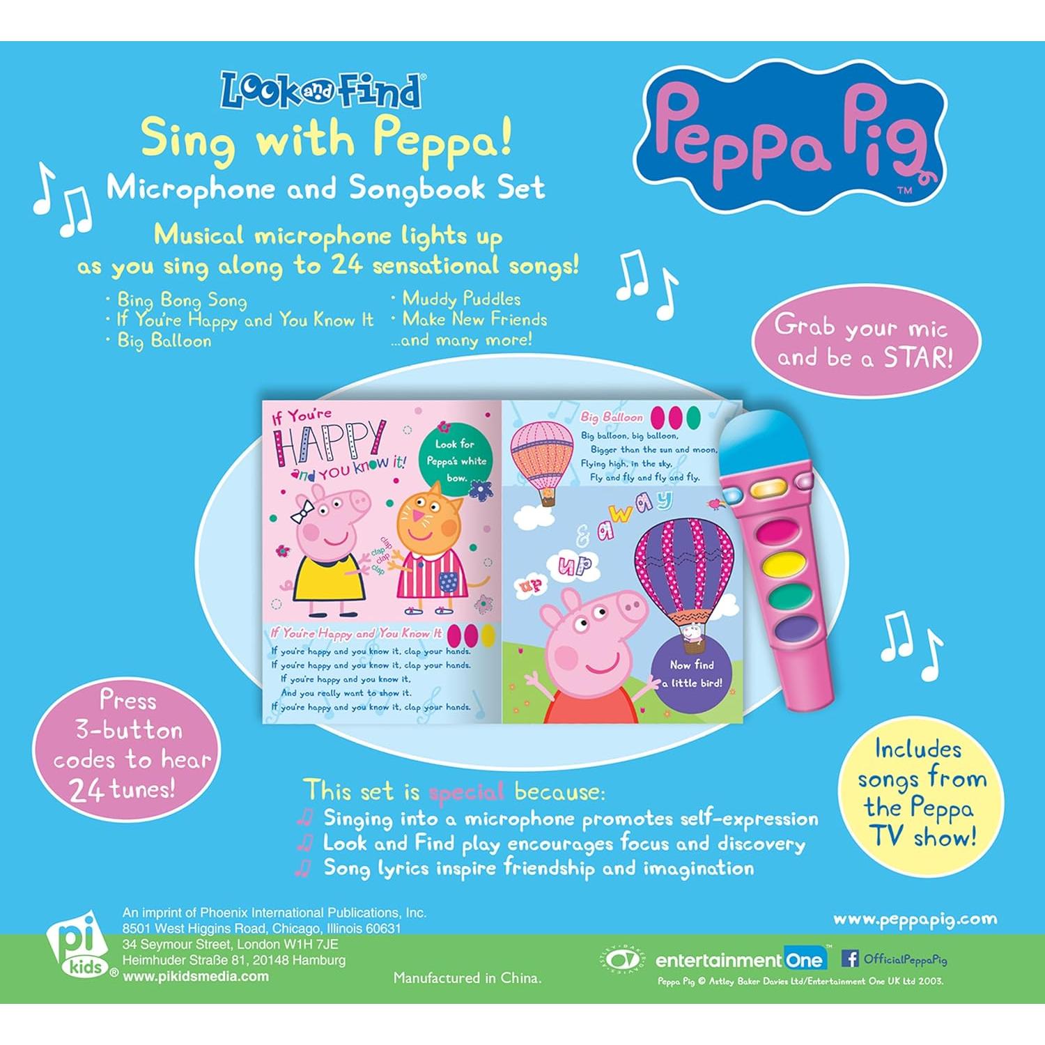 Peppa Pig - Sing with Peppa! Microphone and Look and Find Sound Activity Book Set - PI Kids (Play-A-Song)