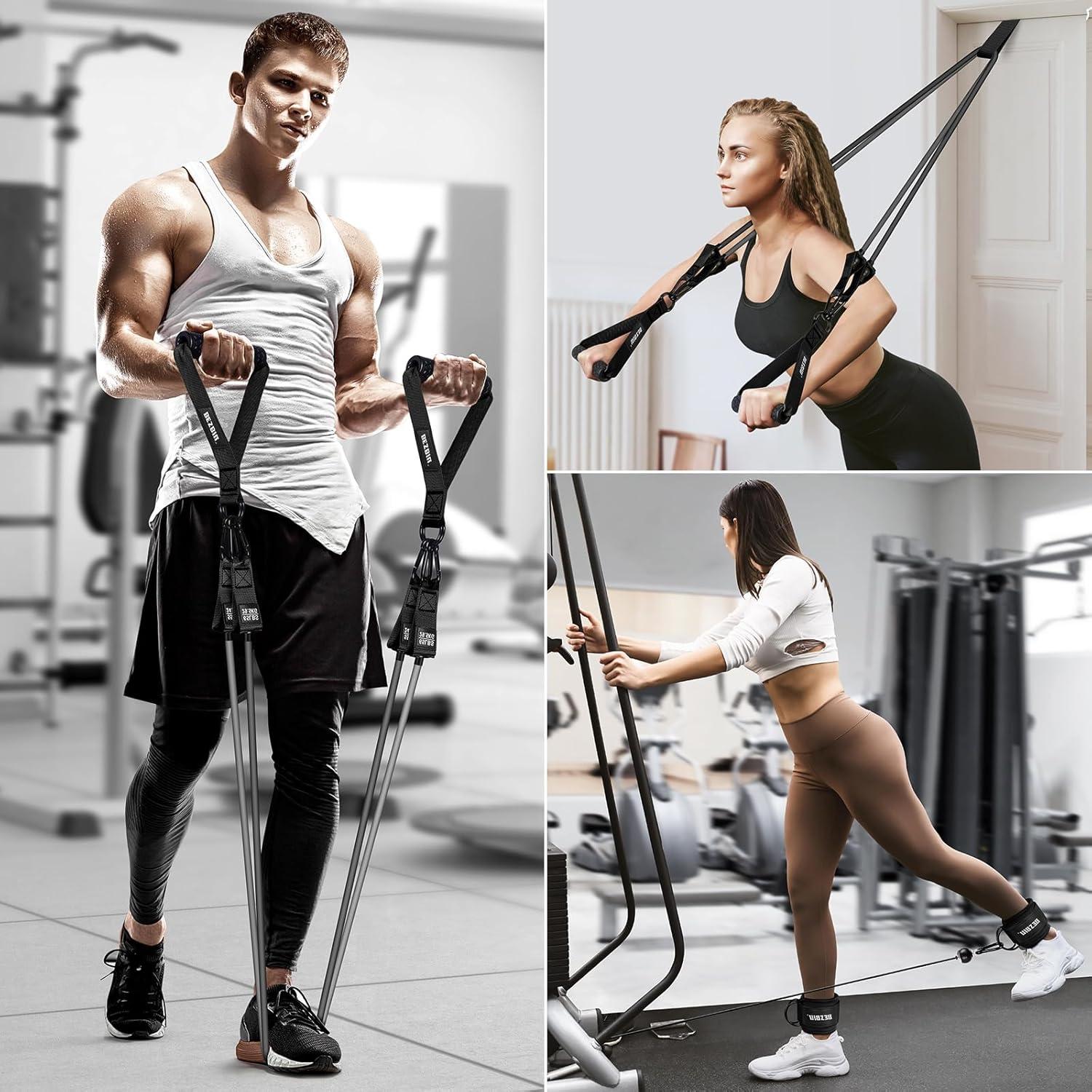 Bandas de Resistencia Pesadas BesBiu 420lbs con Mangos y Accesorios