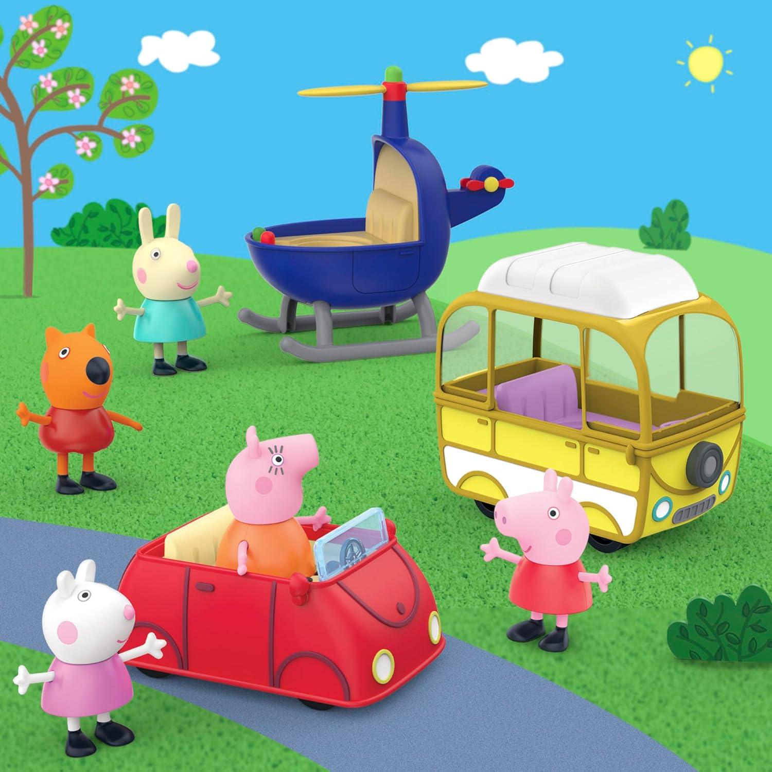 Juego de Vehículos Peppa Pig con 5 Figuras - Juguetes 3+