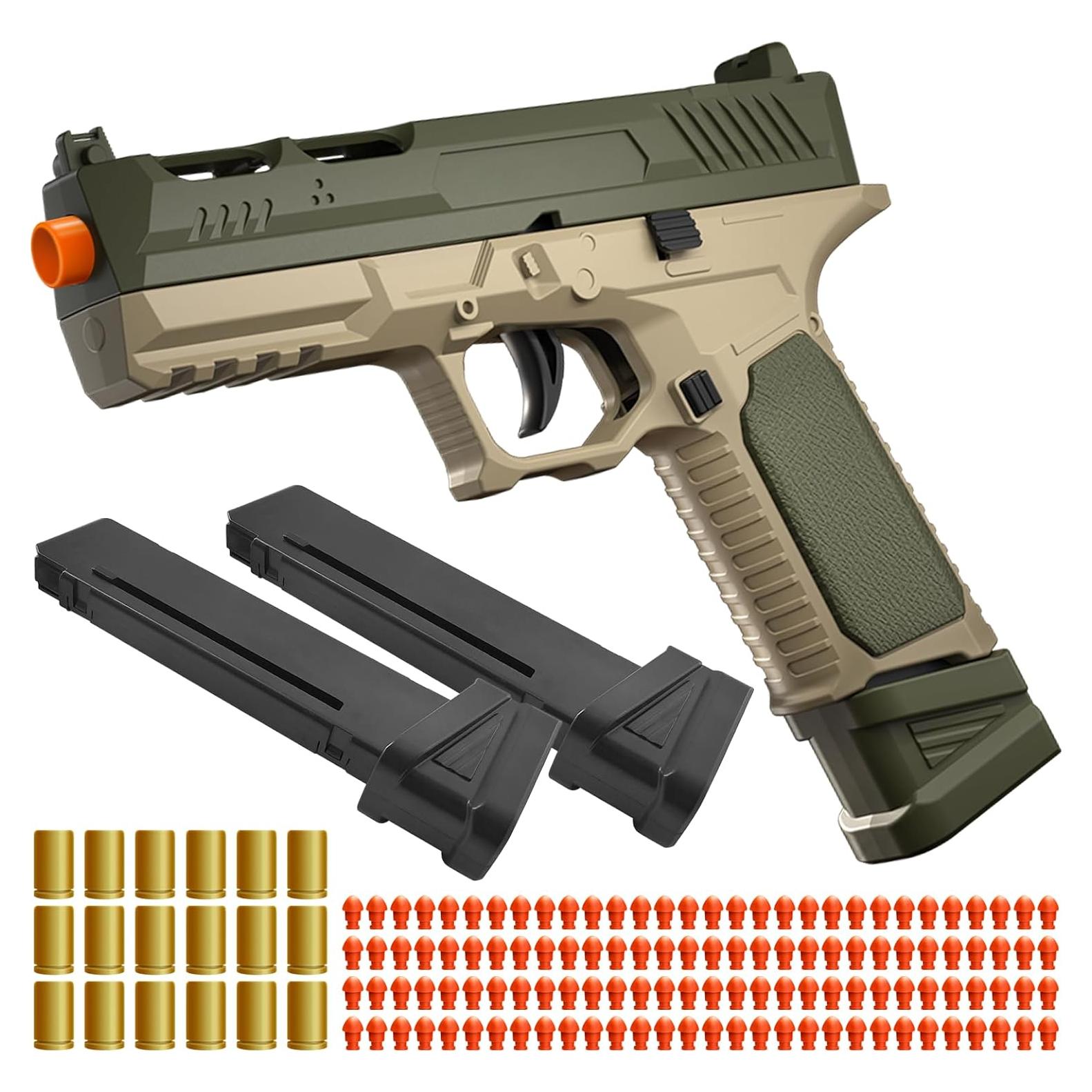 Pistola de Juguete Witcrety Verde con 120 Balas y 2 Cargadores