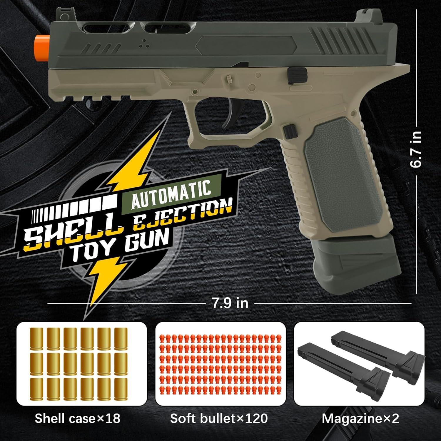 Pistola de Juguete Witcrety Verde con 120 Balas y 2 Cargadores