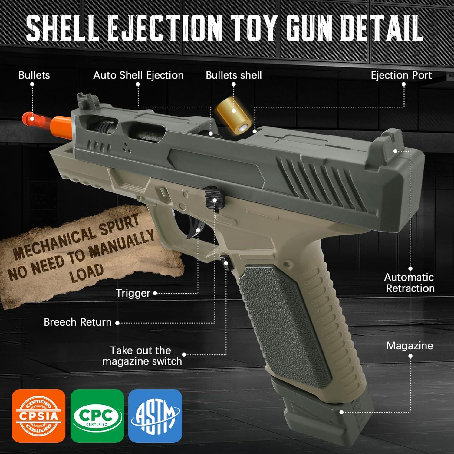 Pistola de Juguete Witcrety Verde con 120 Balas y 2 Cargadores