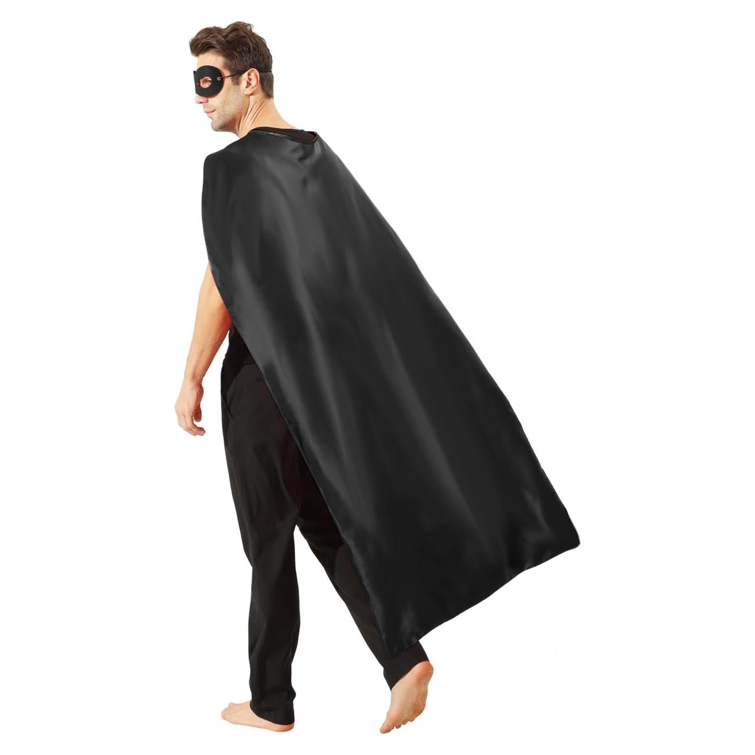 Capa y Máscara de Superhéroe Adulto - Disfraz Halloween Negro