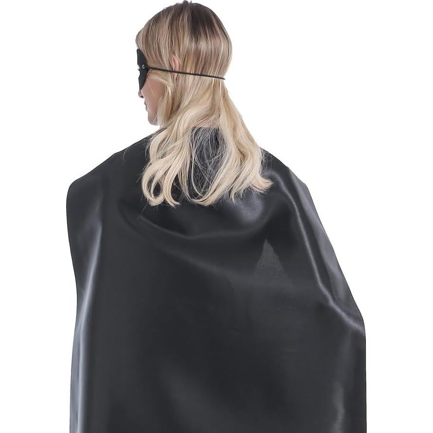 Capa y Máscara de Superhéroe Adulto - Disfraz Halloween Negro