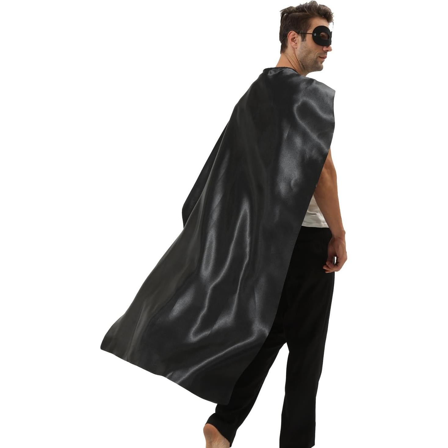 Capa y Máscara de Superhéroe Adulto - Disfraz Halloween Negro