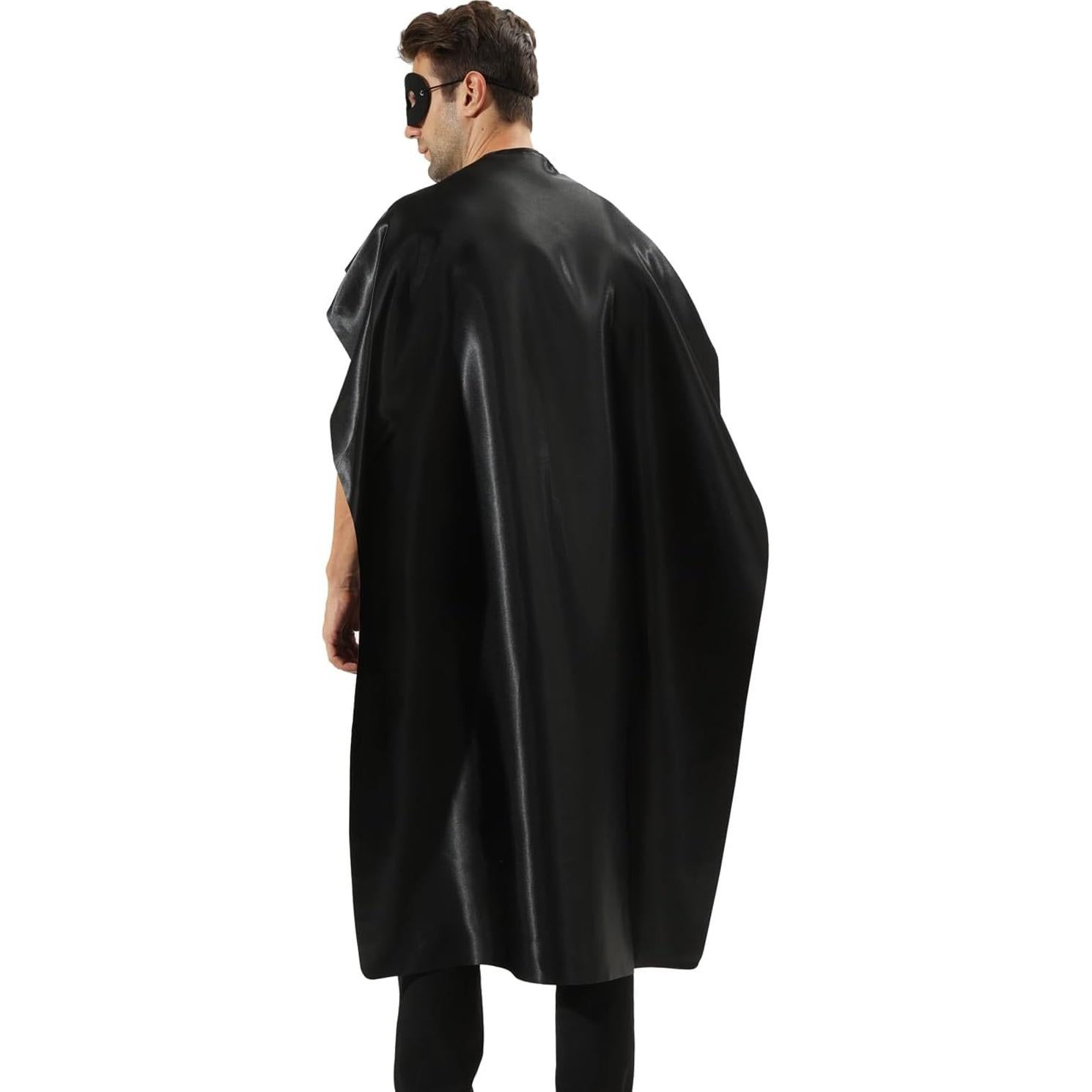 Capa y Máscara de Superhéroe Adulto - Disfraz Halloween Negro