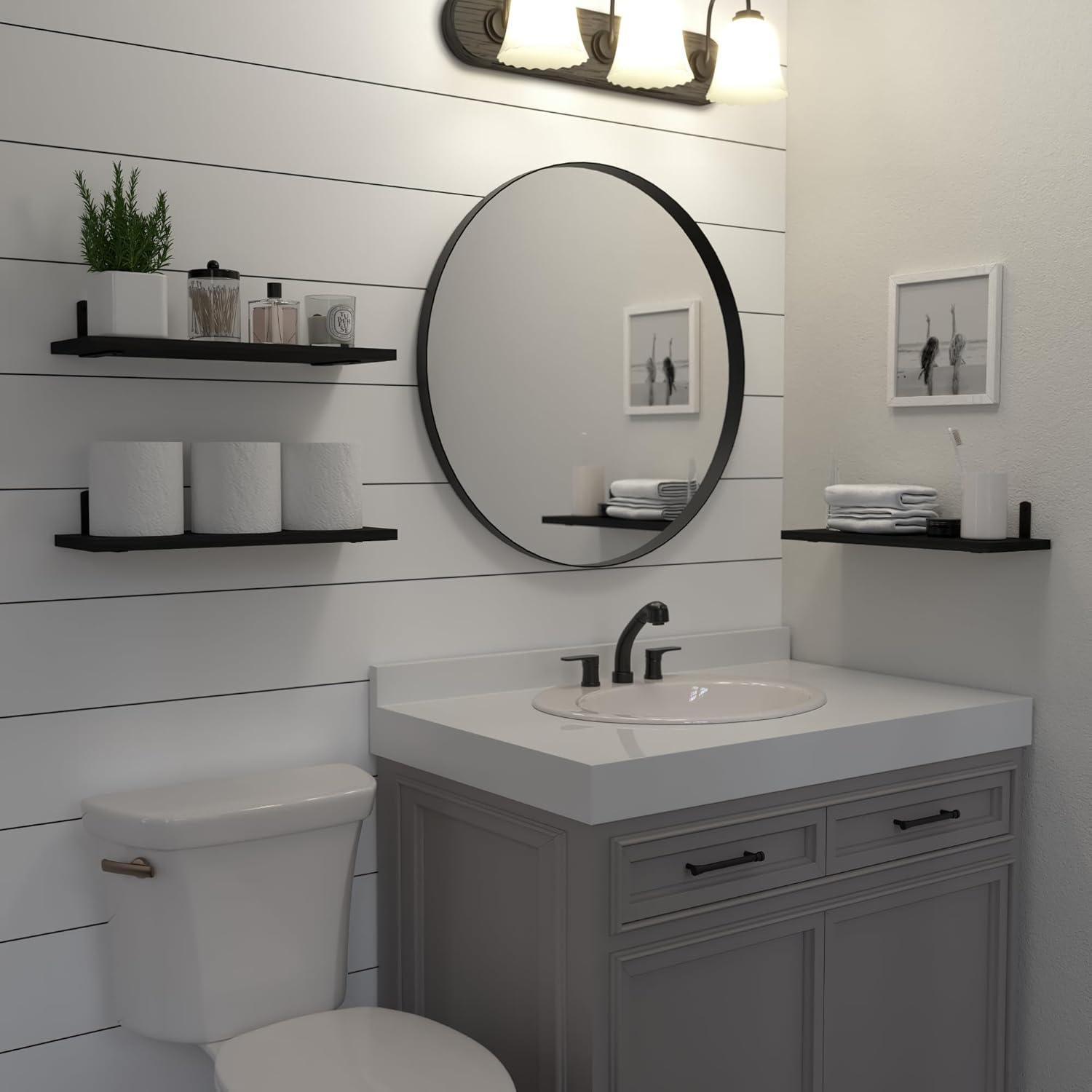 Estantes Flotantes de Madera DOLLFIO - 3 Piezas Negro 42x15 cm