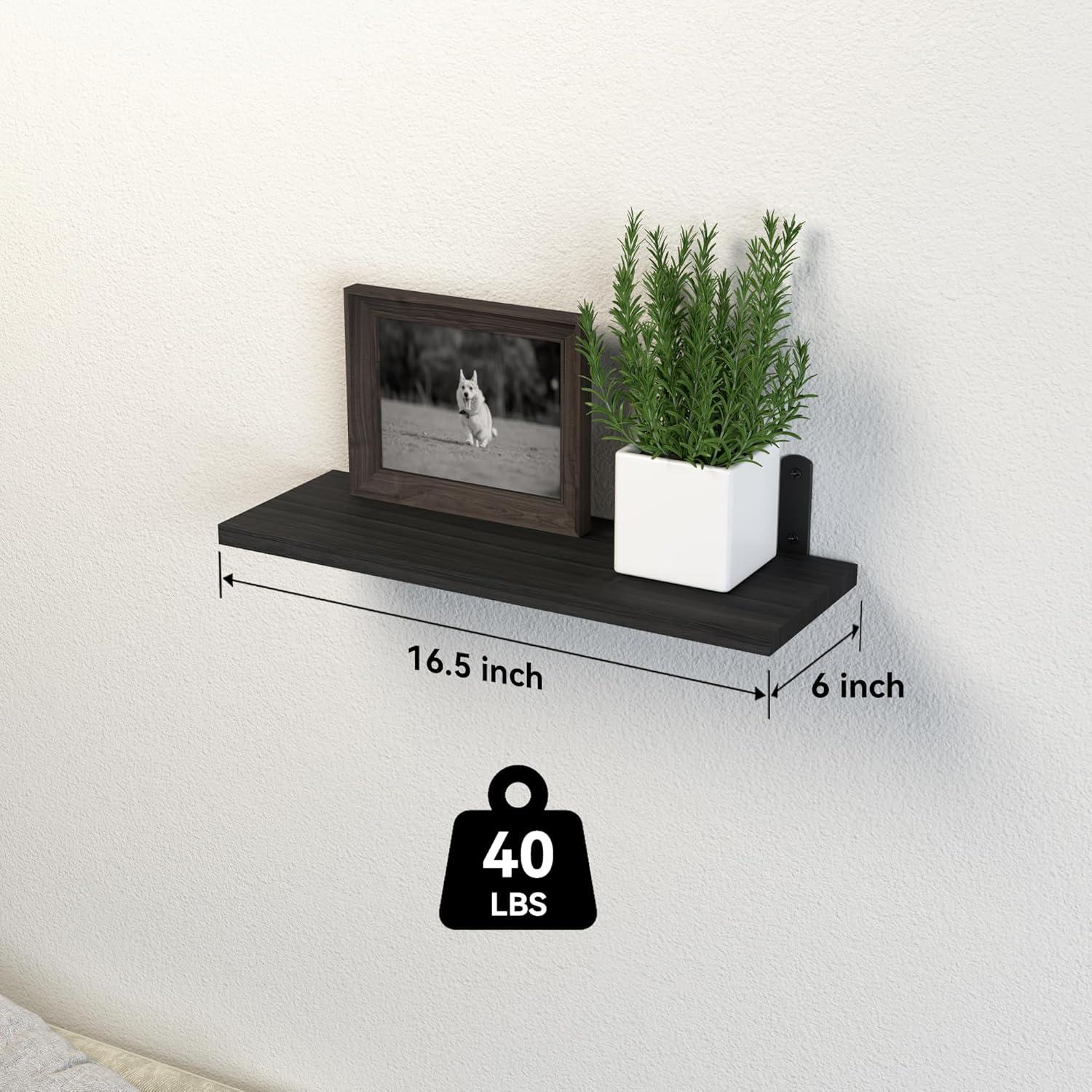 Estantes Flotantes de Madera DOLLFIO - 3 Piezas Negro 42x15 cm