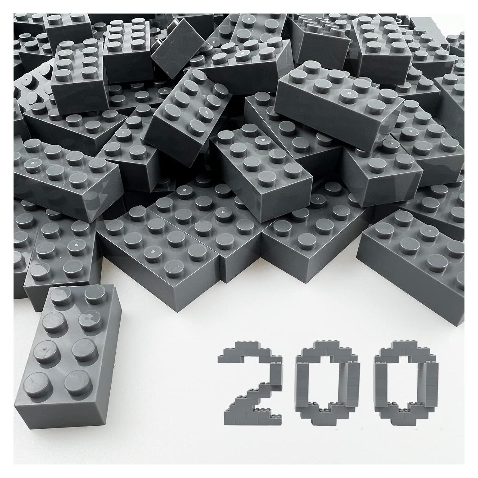 200 Piezas Ladrillos de Construcción HUIZDQ 2x4 Gris Oscuro