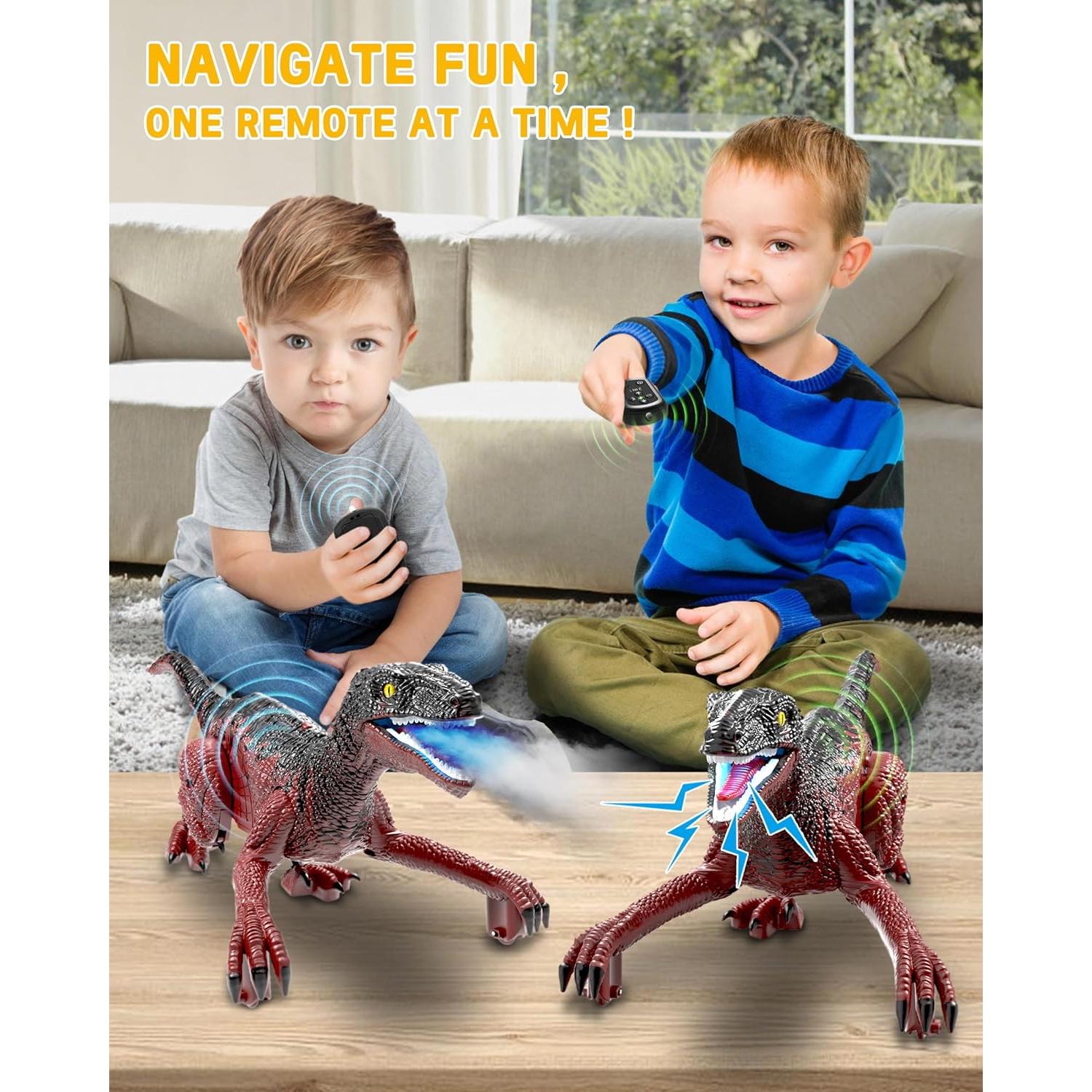 Coche Dinosaurio RC Eulogia Velociraptor Verde-Gris 34.8cm