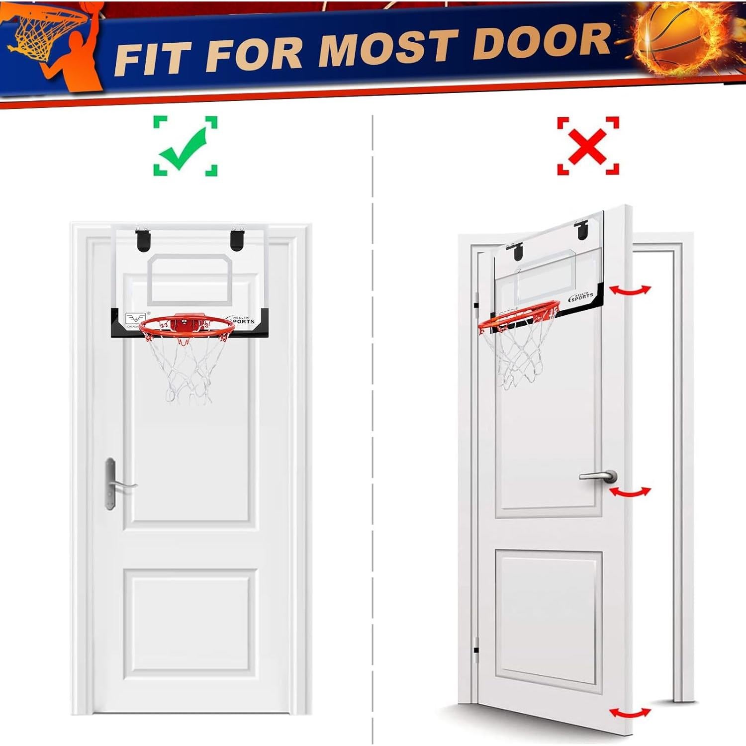 Aro de Baloncesto Mini Anzmtosn 9" para Puerta con 4 Balones