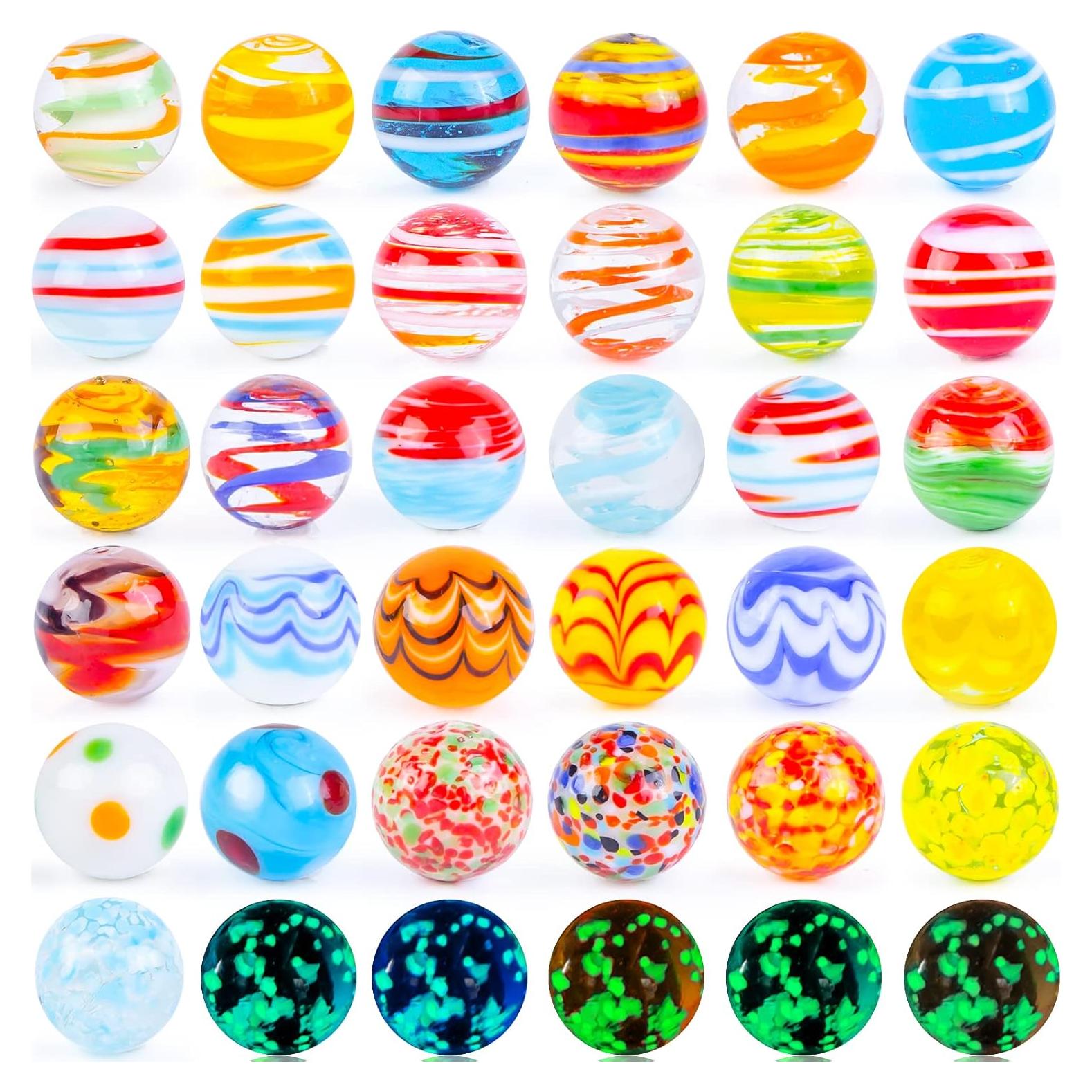 Canicas de Vidrio MCPINKY 36PCS con 5 Brillantes 16mm