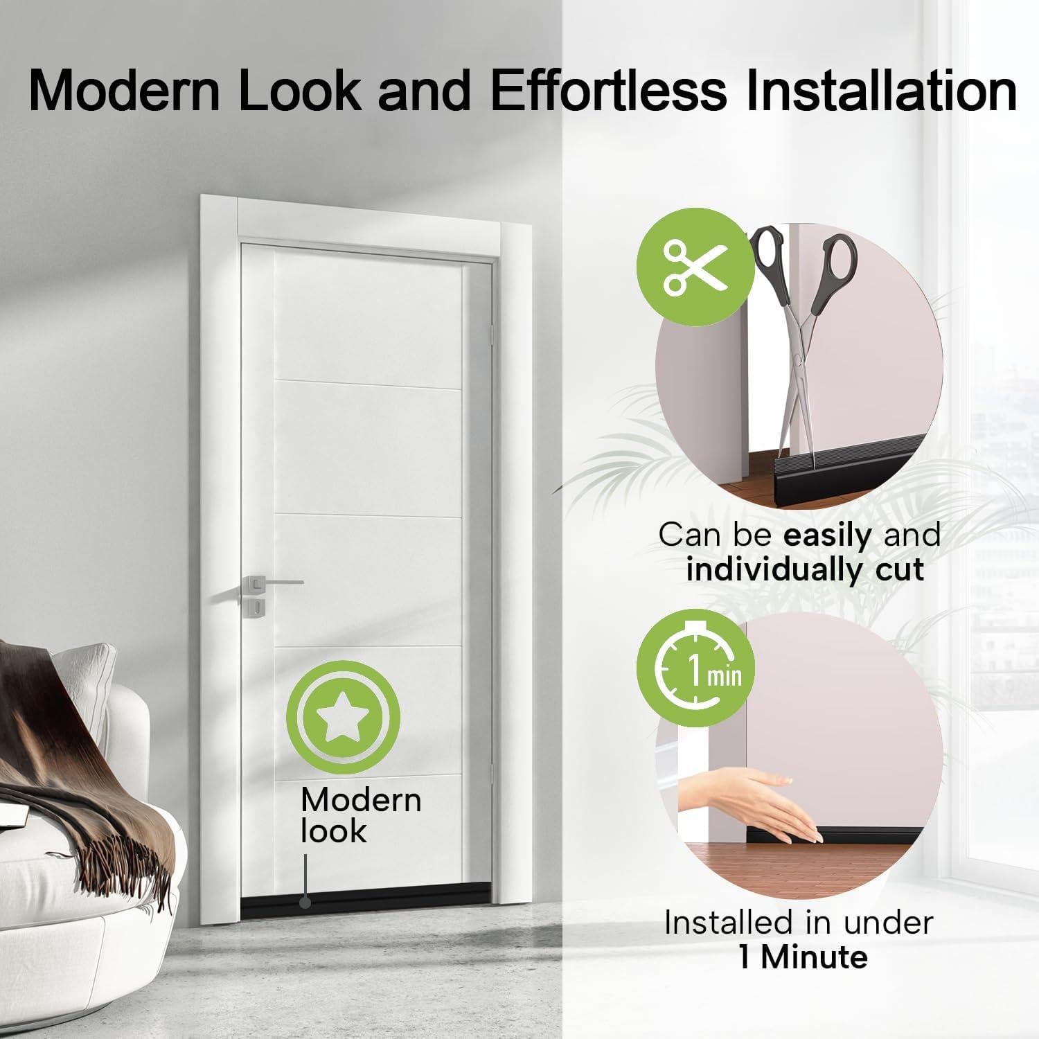 2 Tapones para Corrientes de Aire DINGLIAN 5.08cm x 99.06cm Negro