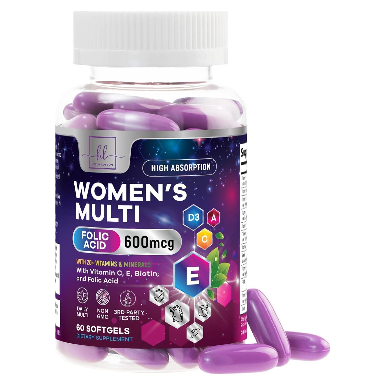 Multivitamina para Mujeres Hello Lovely! 60 Gelatinas con Biotina y Vitaminas