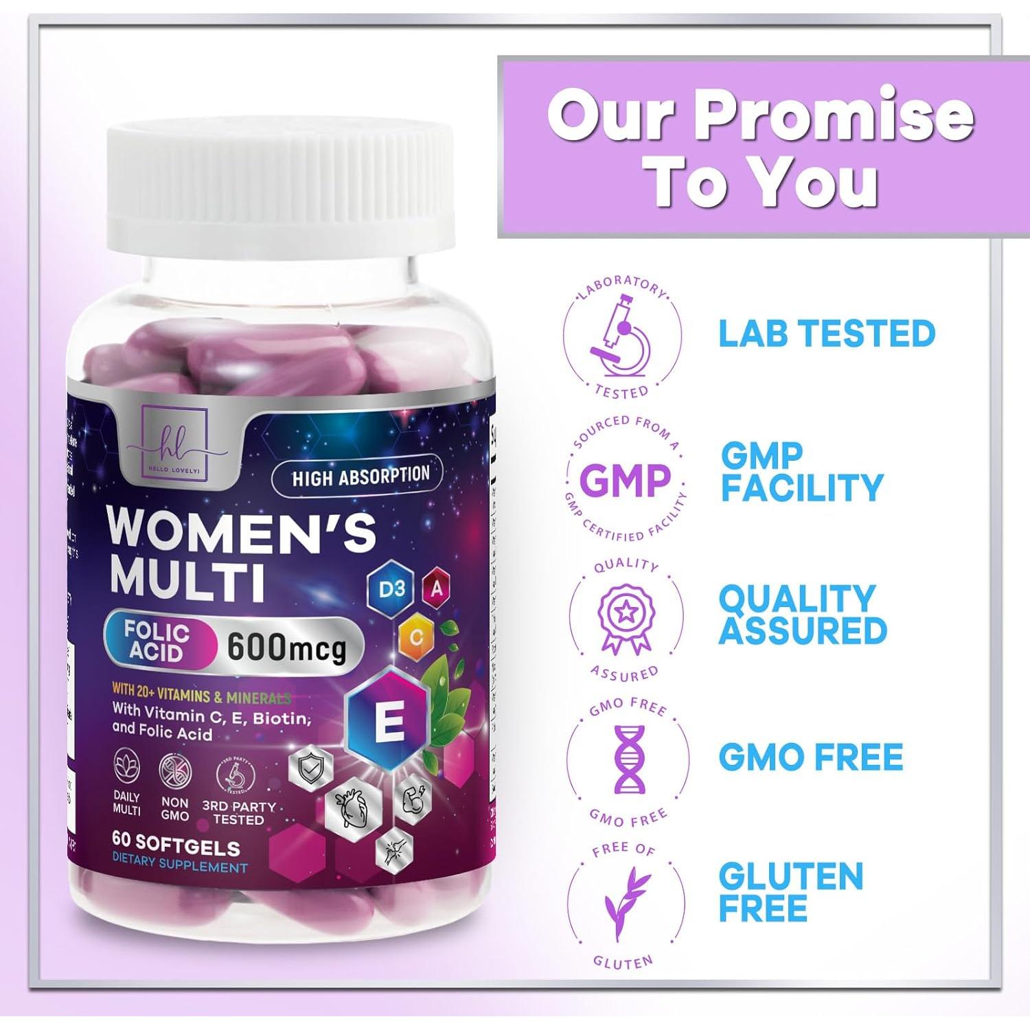 Multivitamina para Mujeres Hello Lovely! 60 Gelatinas con Biotina y Vitaminas