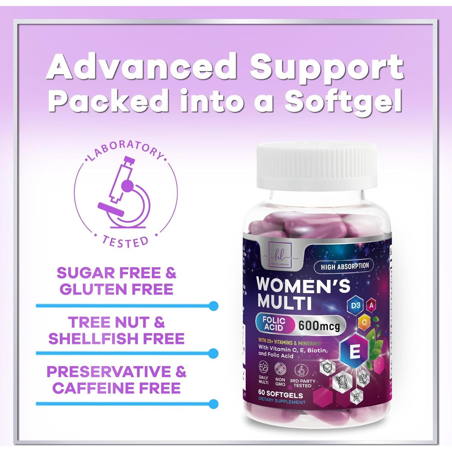 Multivitamina para Mujeres Hello Lovely! 60 Gelatinas con Biotina y Vitaminas