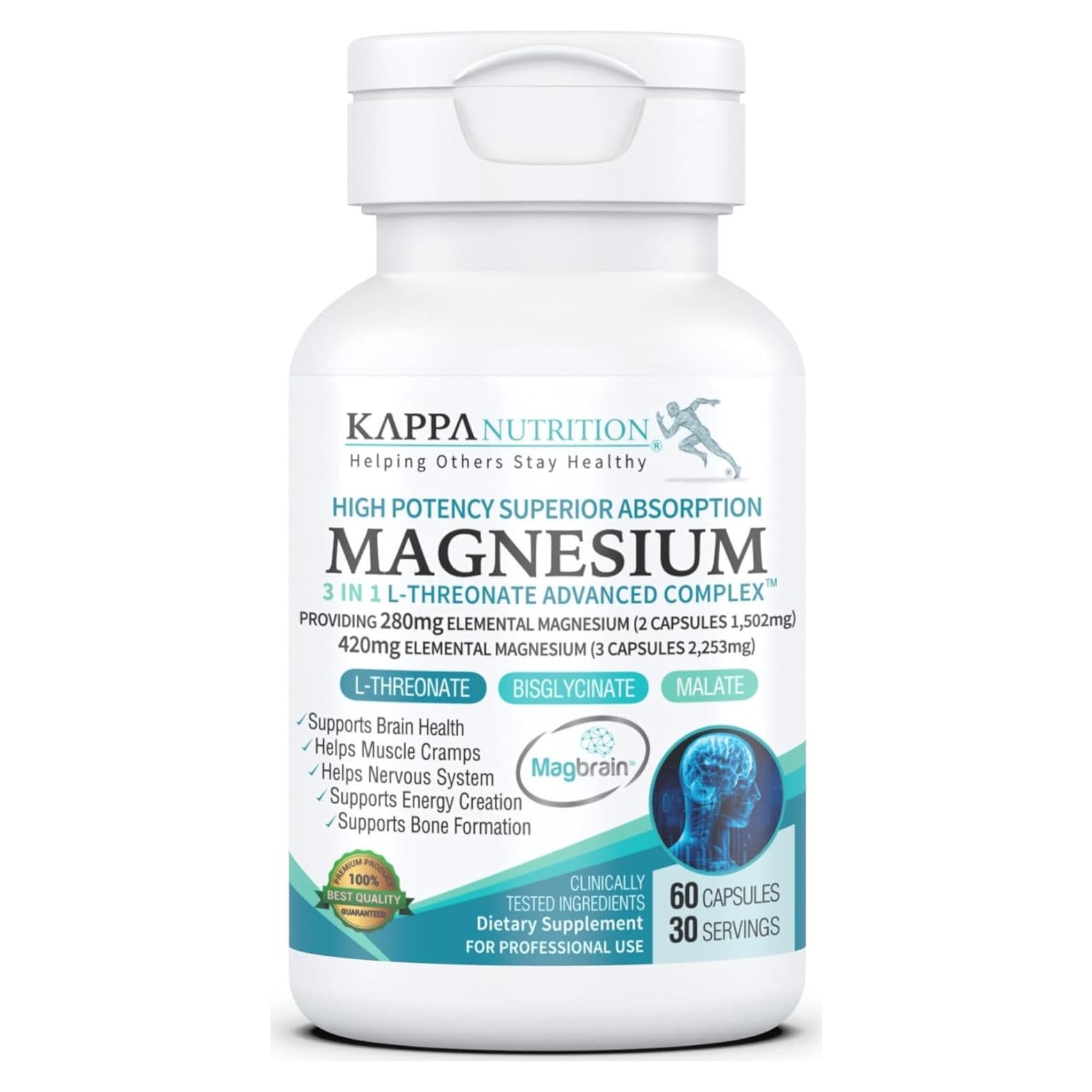 Kappa Nutrition Magbrain L-Treonato 60 Cápsulas 420 mg Magnesio