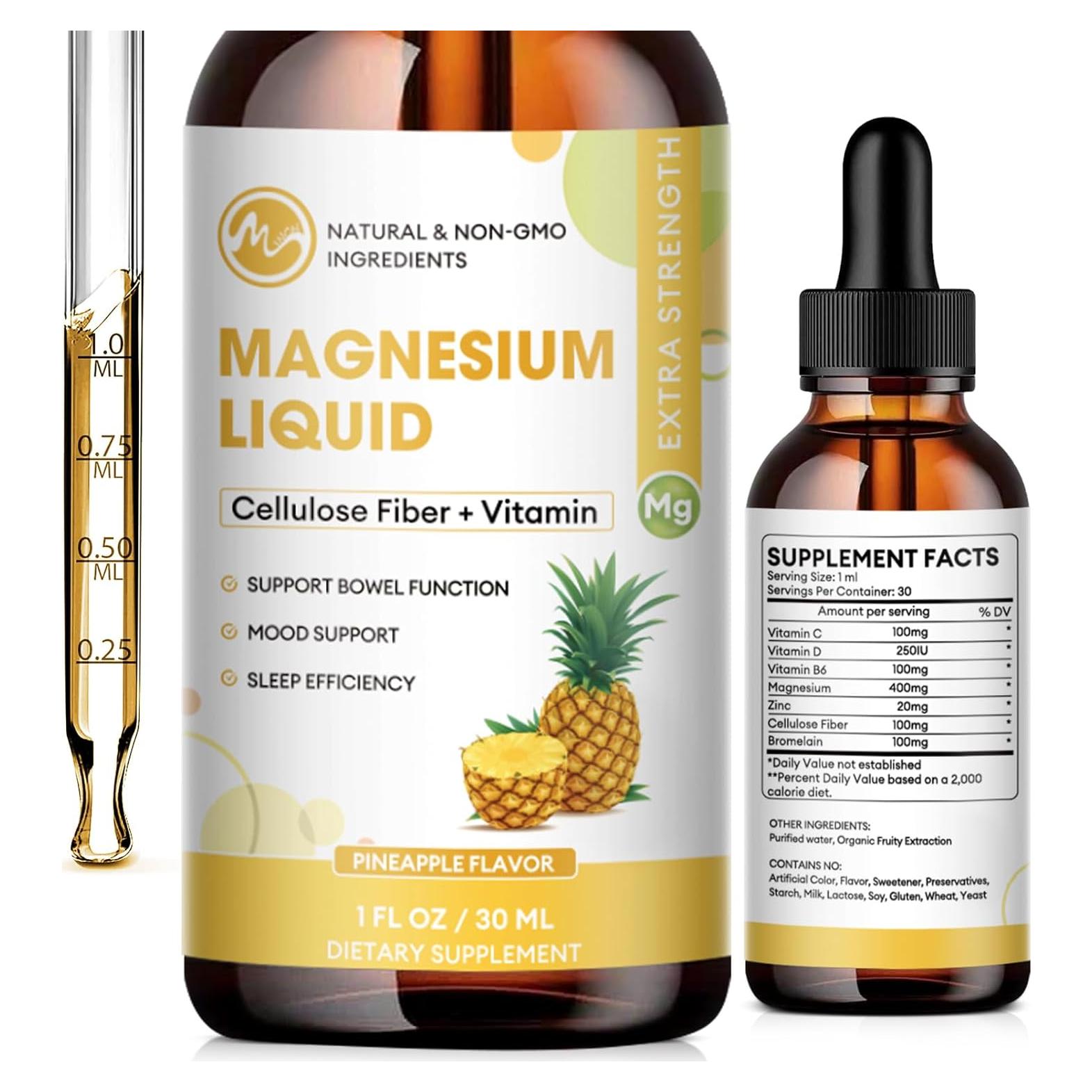 Suplemento de Magnesio Líquido M inch 2 Paquetes 30ml Sabor Piña