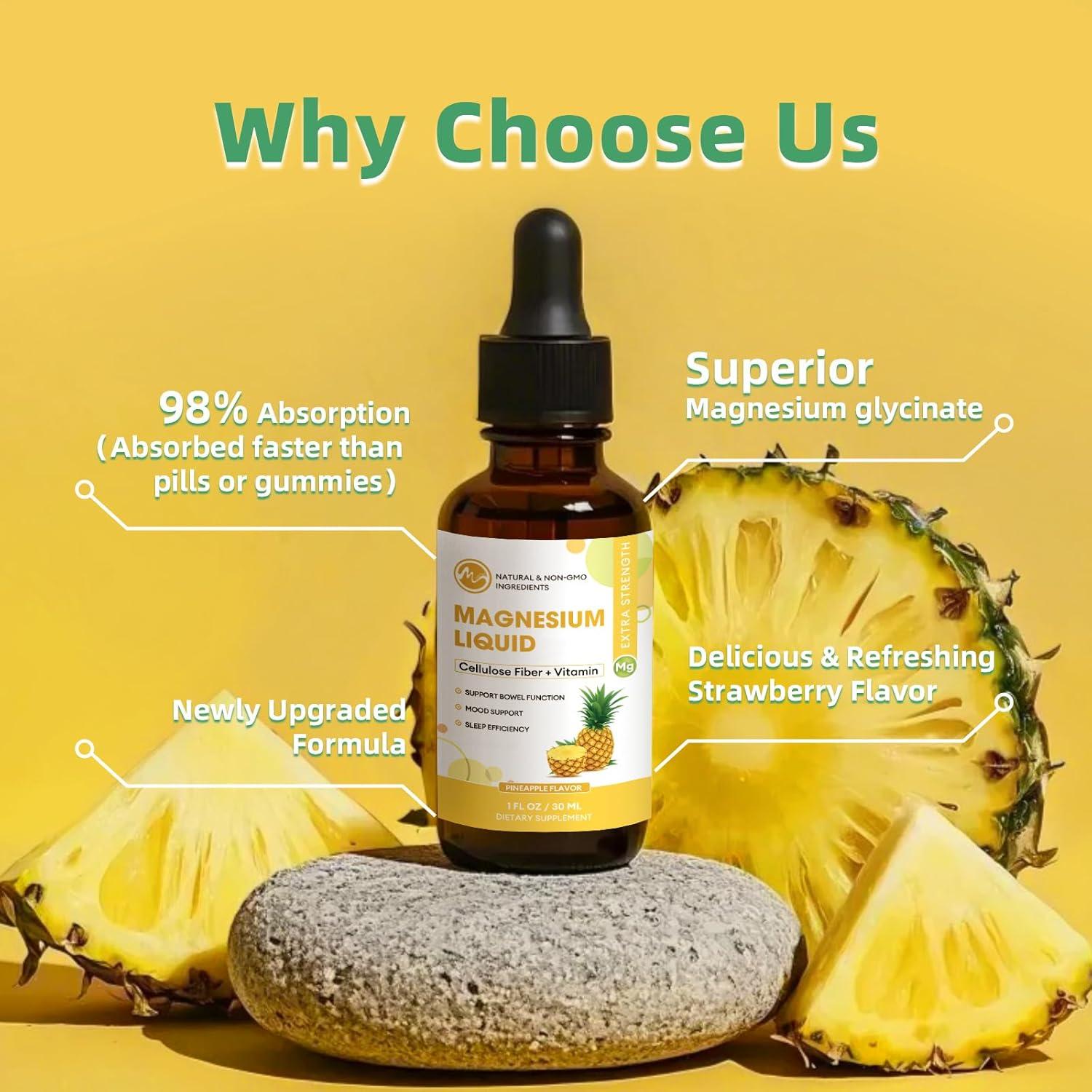 Suplemento de Magnesio Líquido M inch 2 Paquetes 30ml Sabor Piña