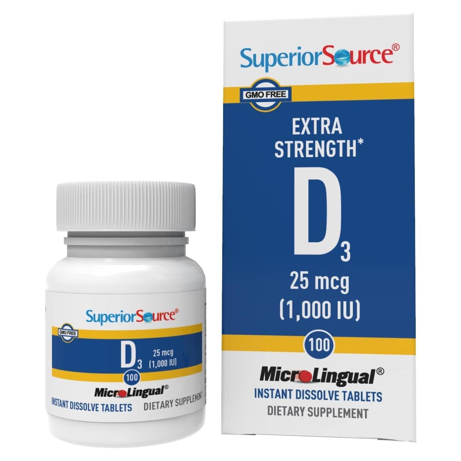 Vitamina D3 1000 UI Superior Source - 100 Tabletas Sublinguales