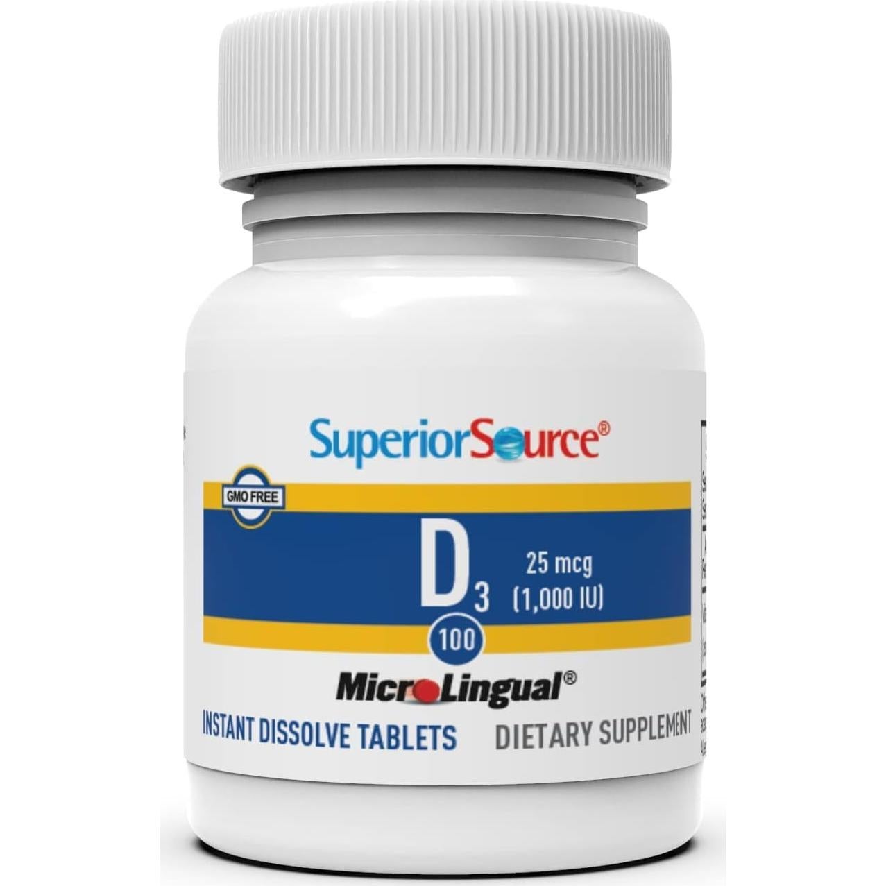 Vitamina D3 1000 UI Superior Source - 100 Tabletas Sublinguales
