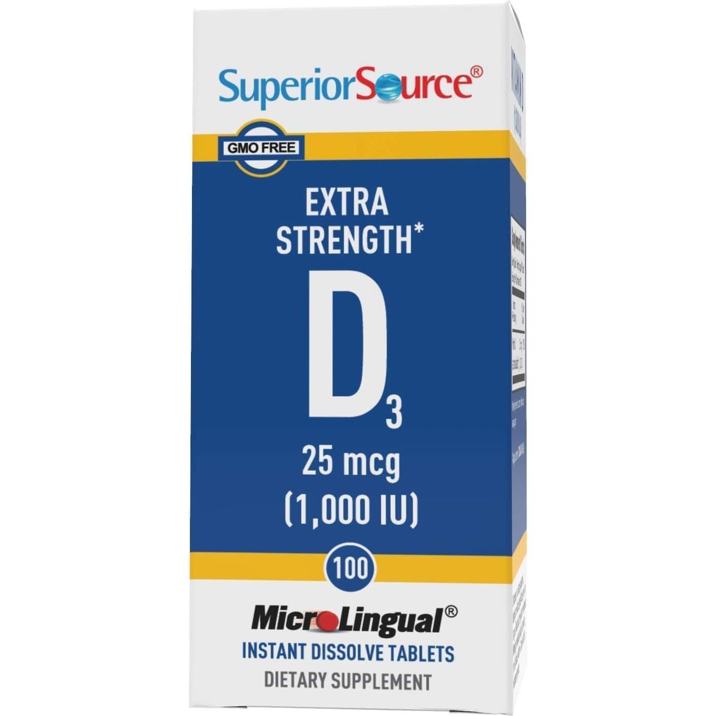 Vitamina D3 1000 UI Superior Source - 100 Tabletas Sublinguales